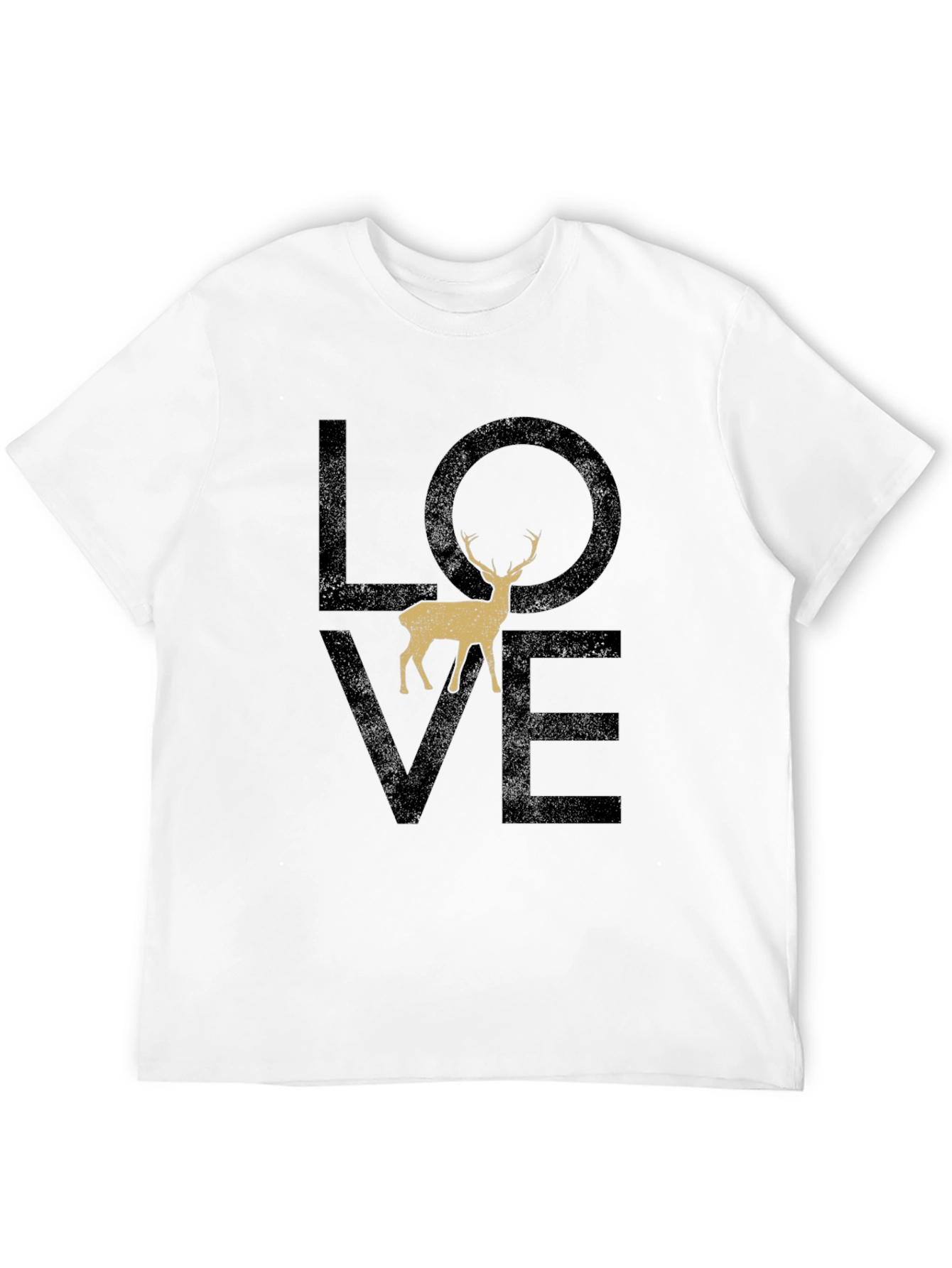 Love Deer Graphic T-Shirt - Casual Black Tee