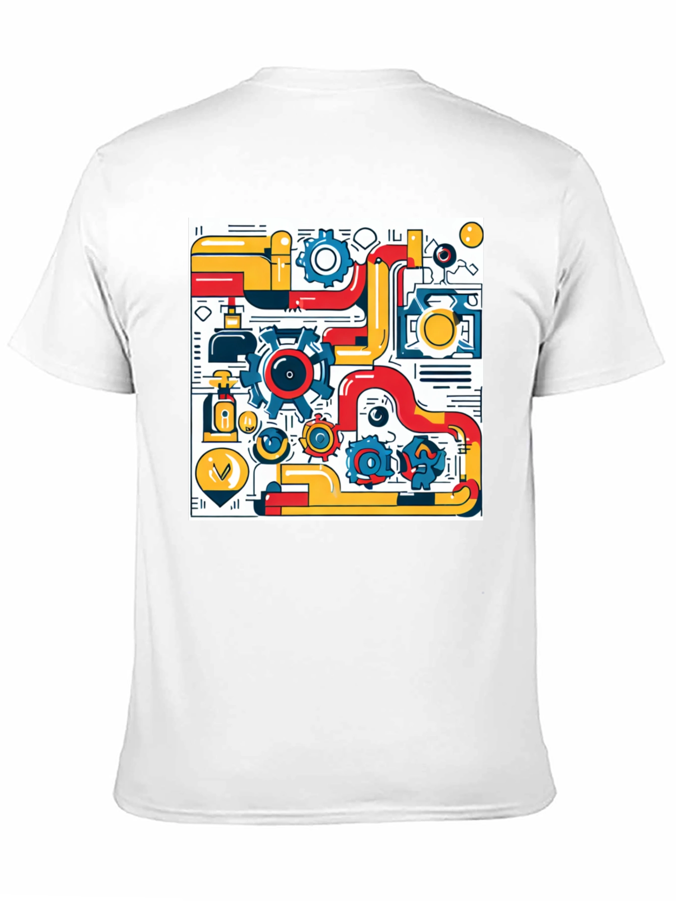 Geometric Machinery Graphic Tee - Modern Black T-Shirt