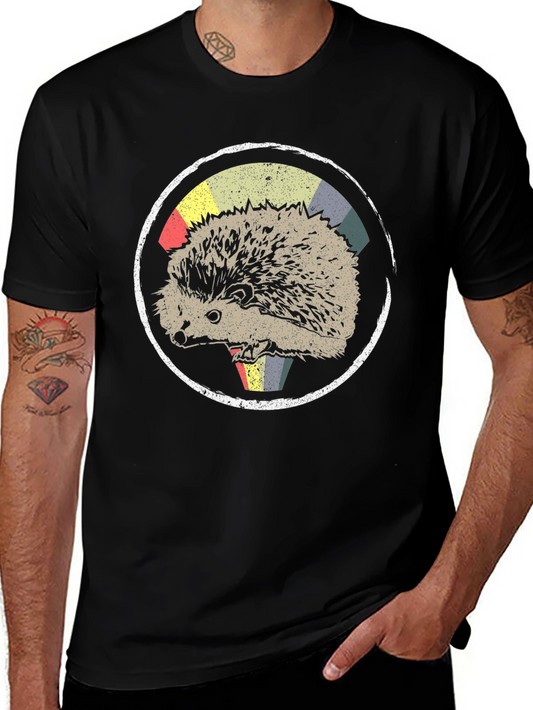 Vintage Hedgehog Graphic Tee - Unisex Black T-Shirt