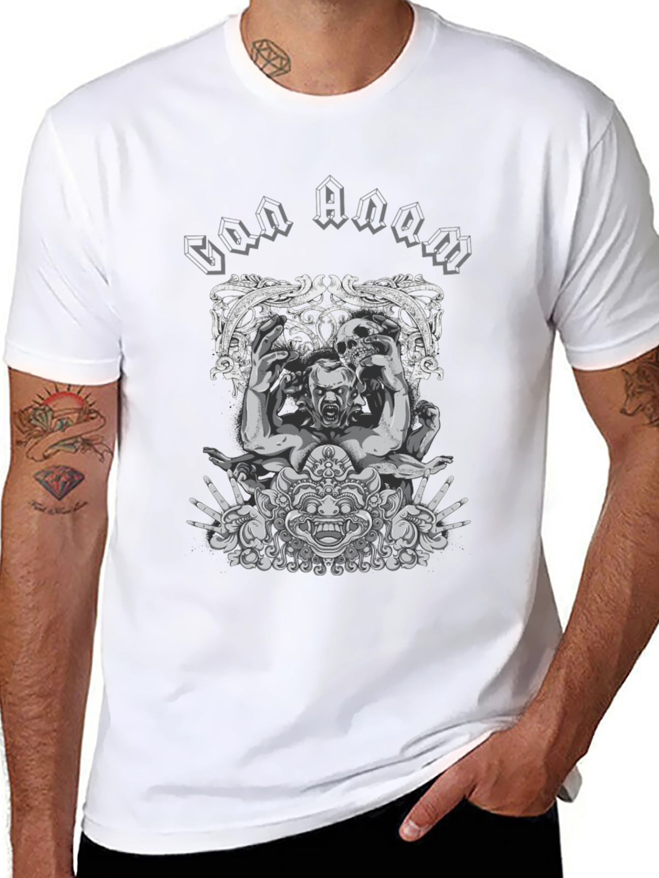 Dark Graphic Tee: Skull & Monster