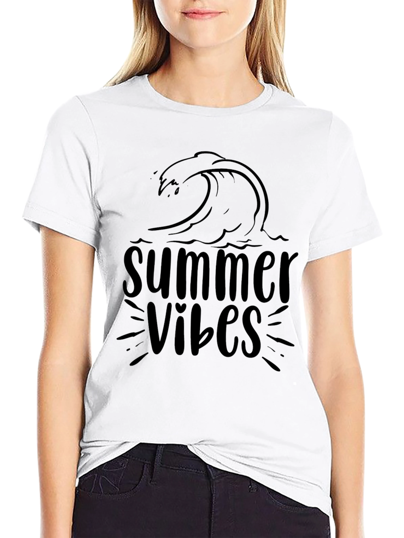 Summer Vibes Wave Graphic Tee - Mens Black T-Shirt