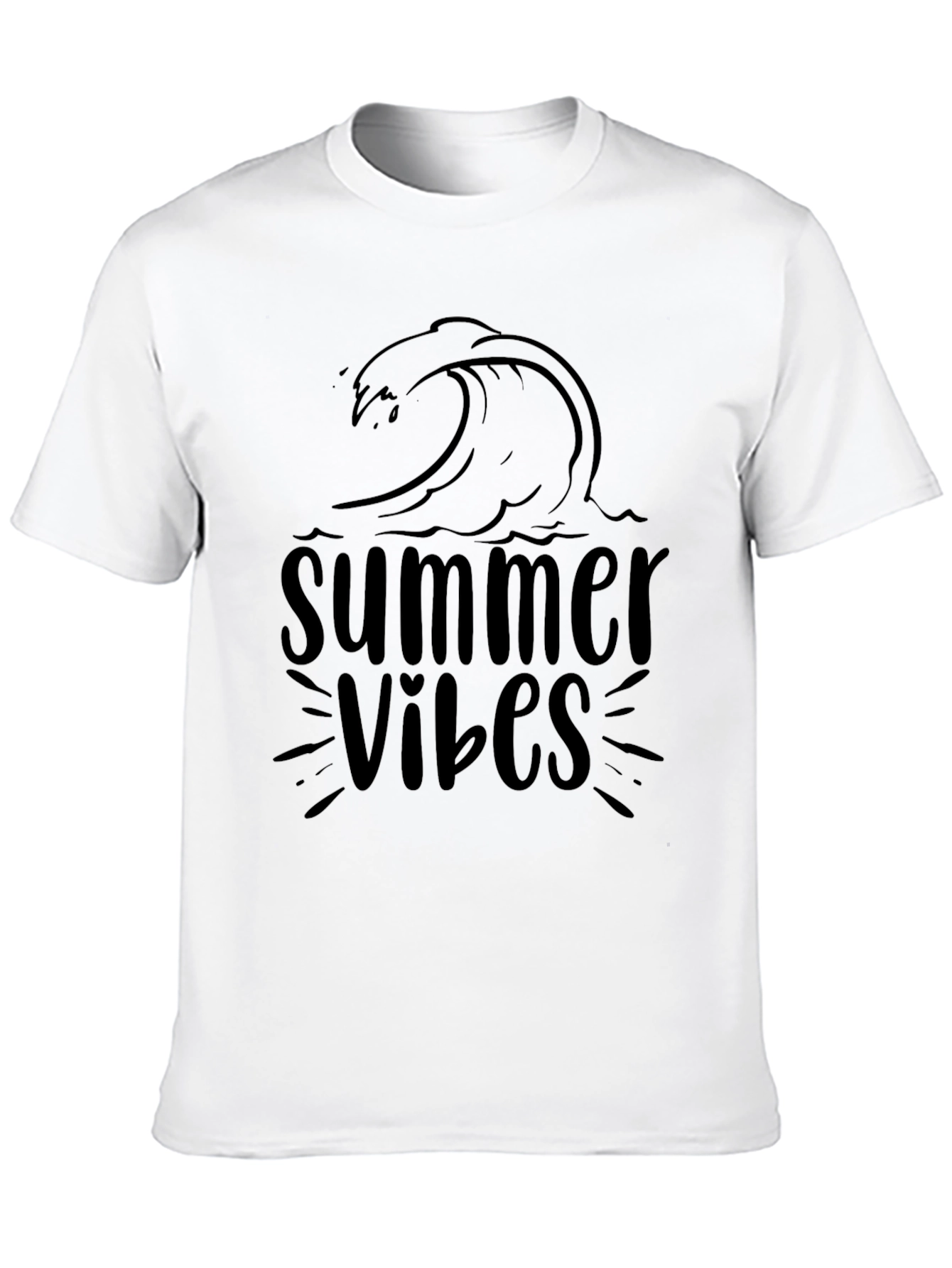 Summer Vibes Wave Graphic Tee - Mens Black T-Shirt