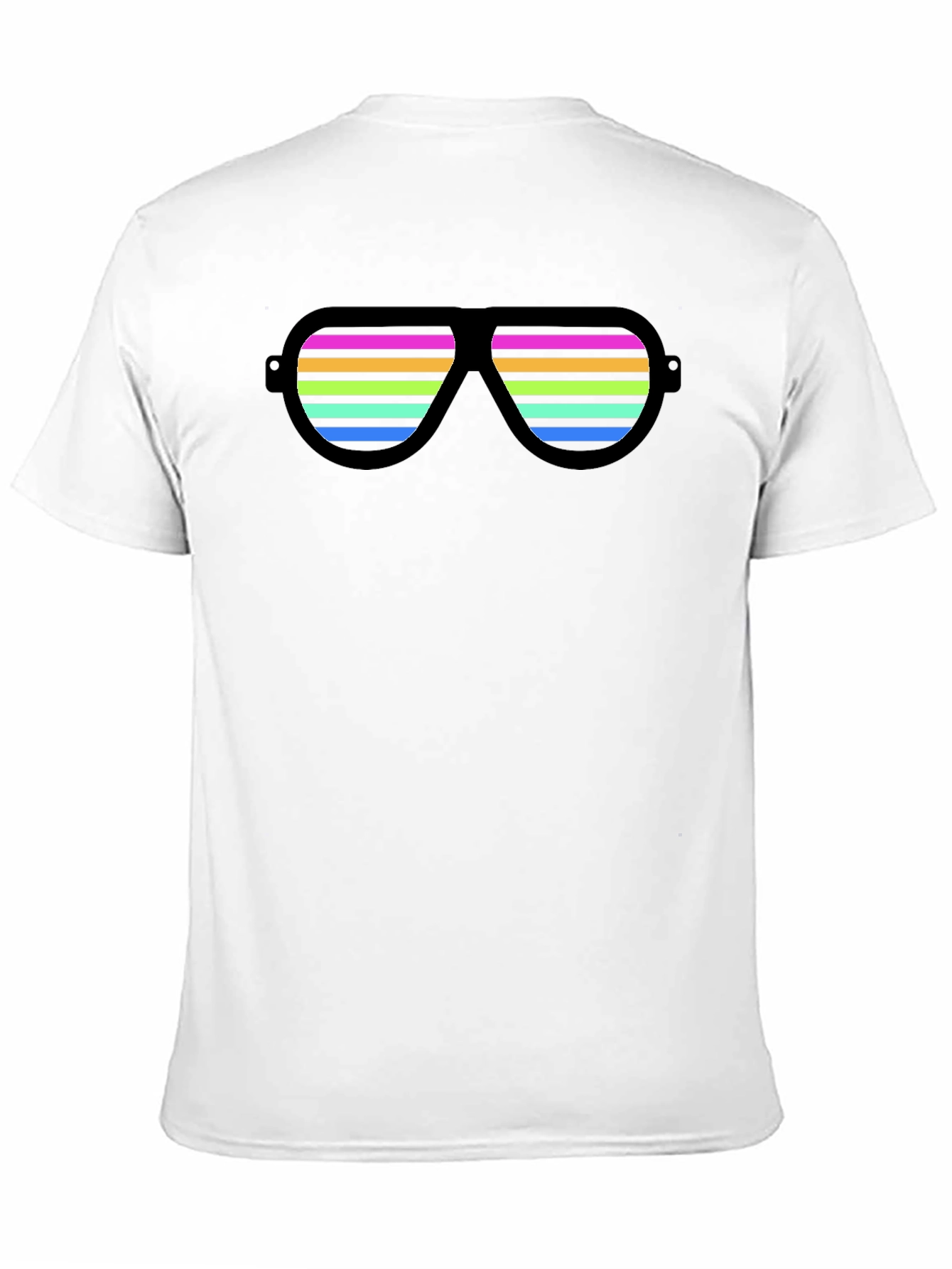 Retro Striped Sunglasses Graphic Tee - Black