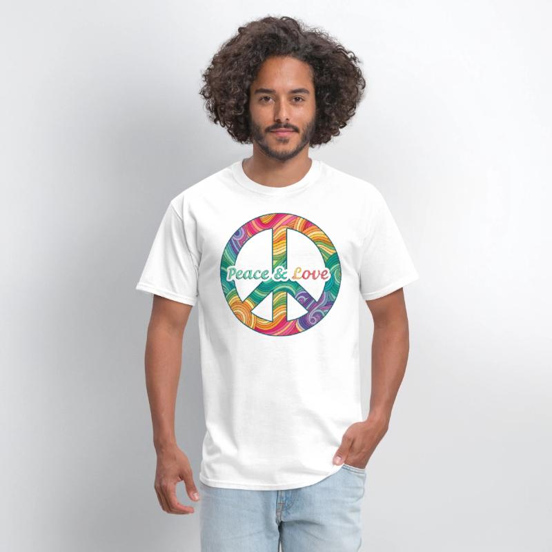 Peace Love Psychedelic Swirl Sign Retro 60s