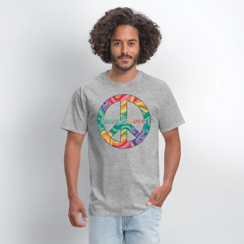 Peace Love Psychedelic Swirl Sign Retro 60s
