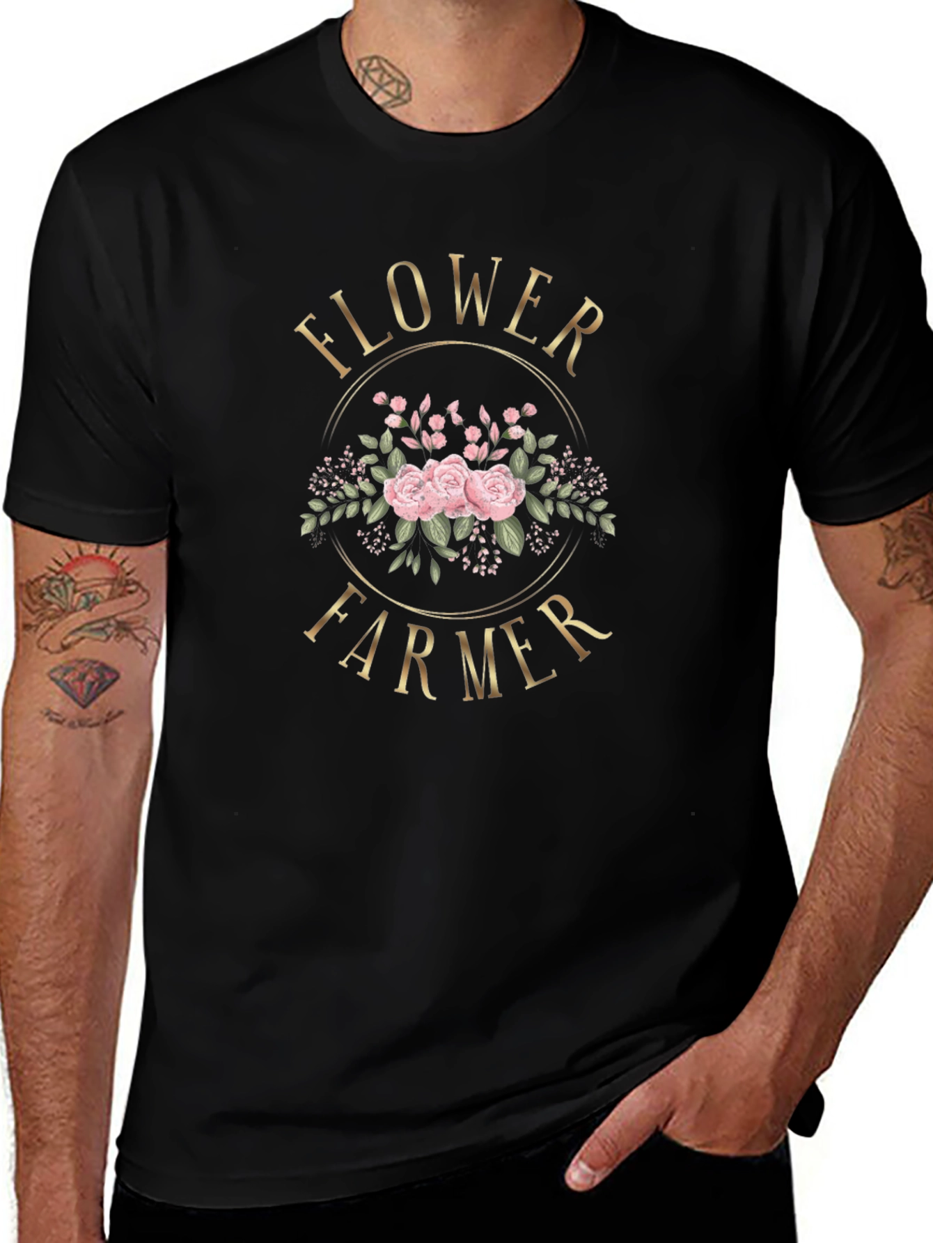 Flower Farmer Graphic T-Shirt - Floral Design