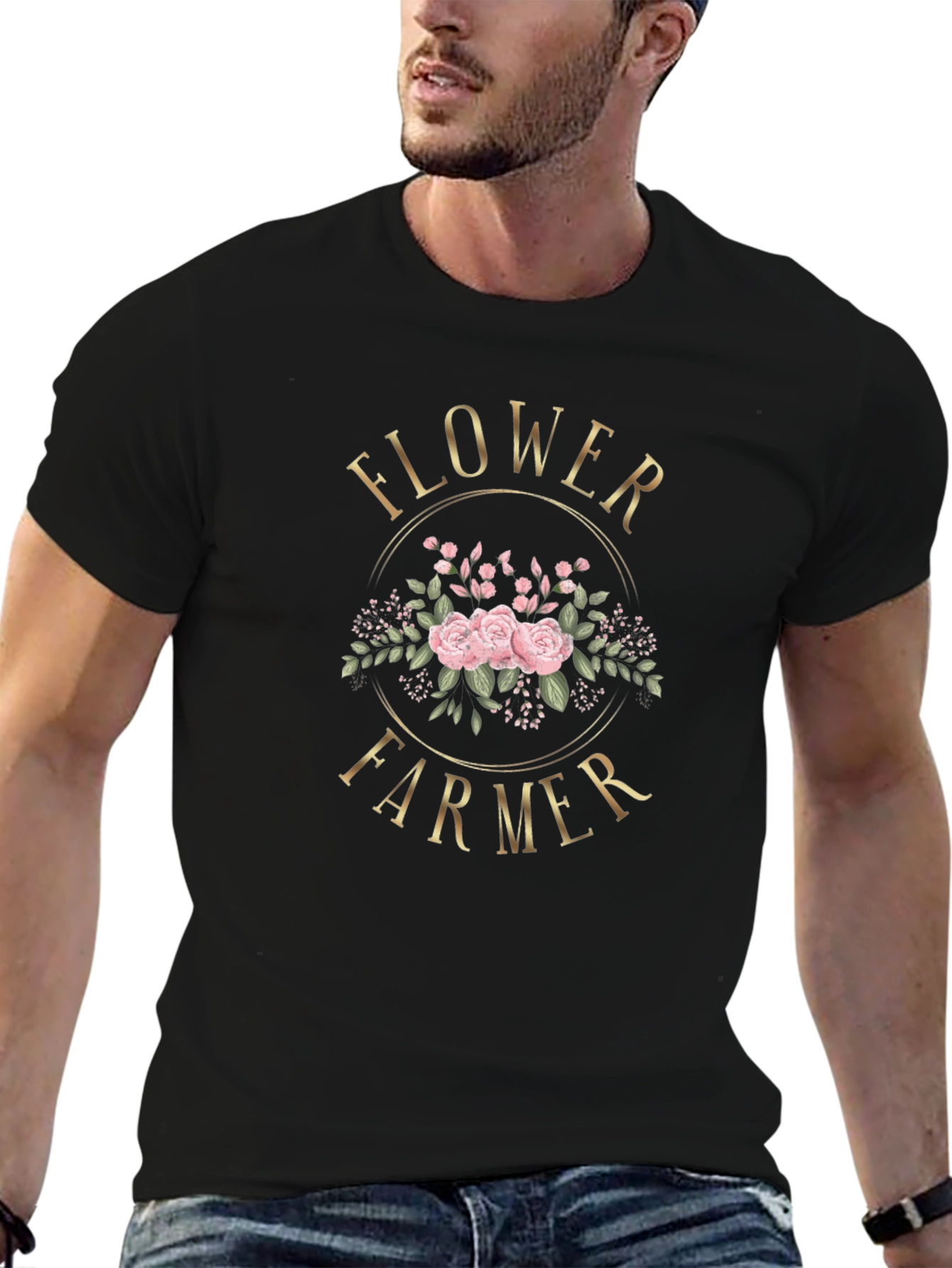 Flower Farmer Graphic T-Shirt - Floral Design
