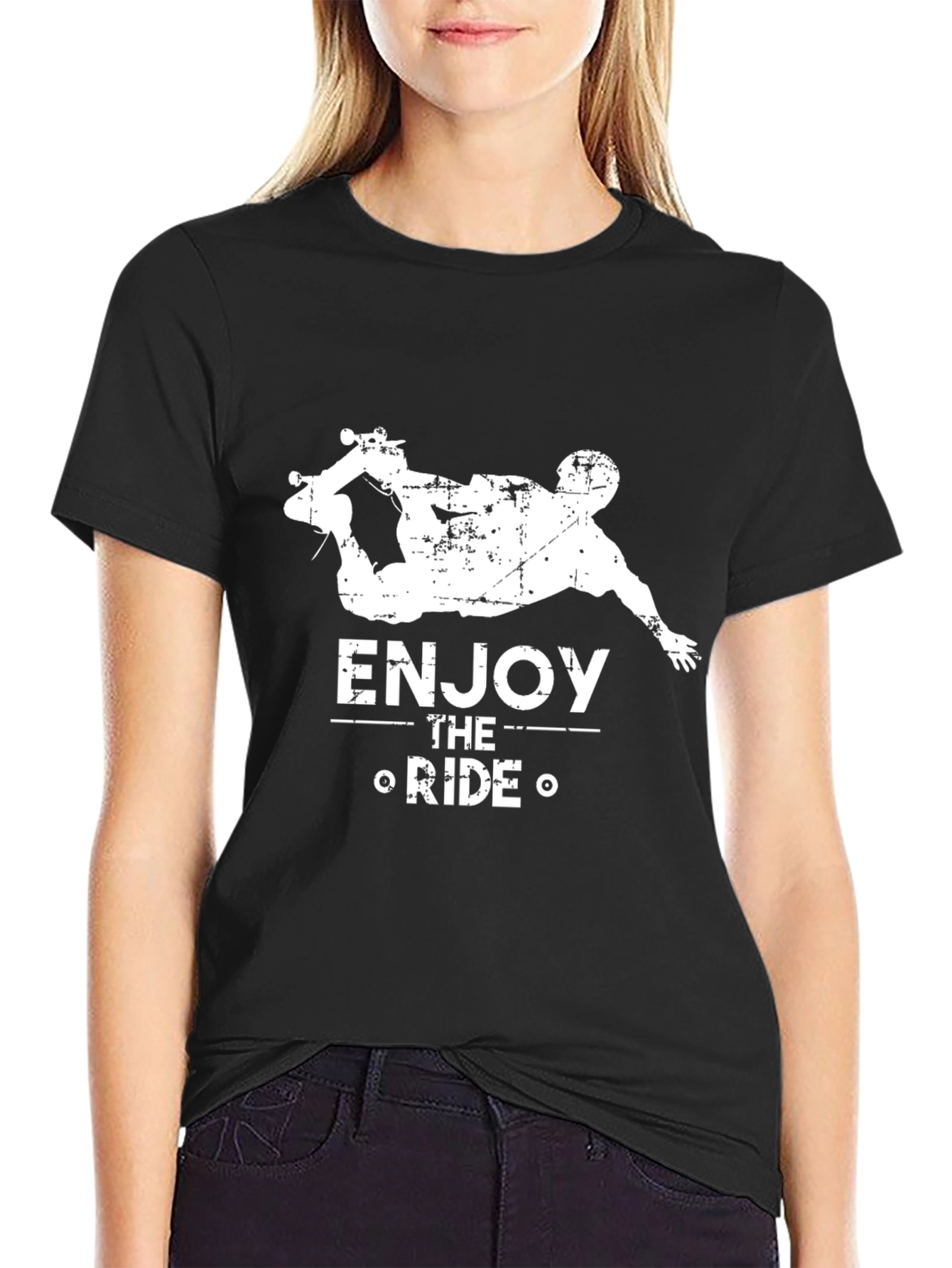 Enjoy The Ride Skateboarder Graphic Tee - Black