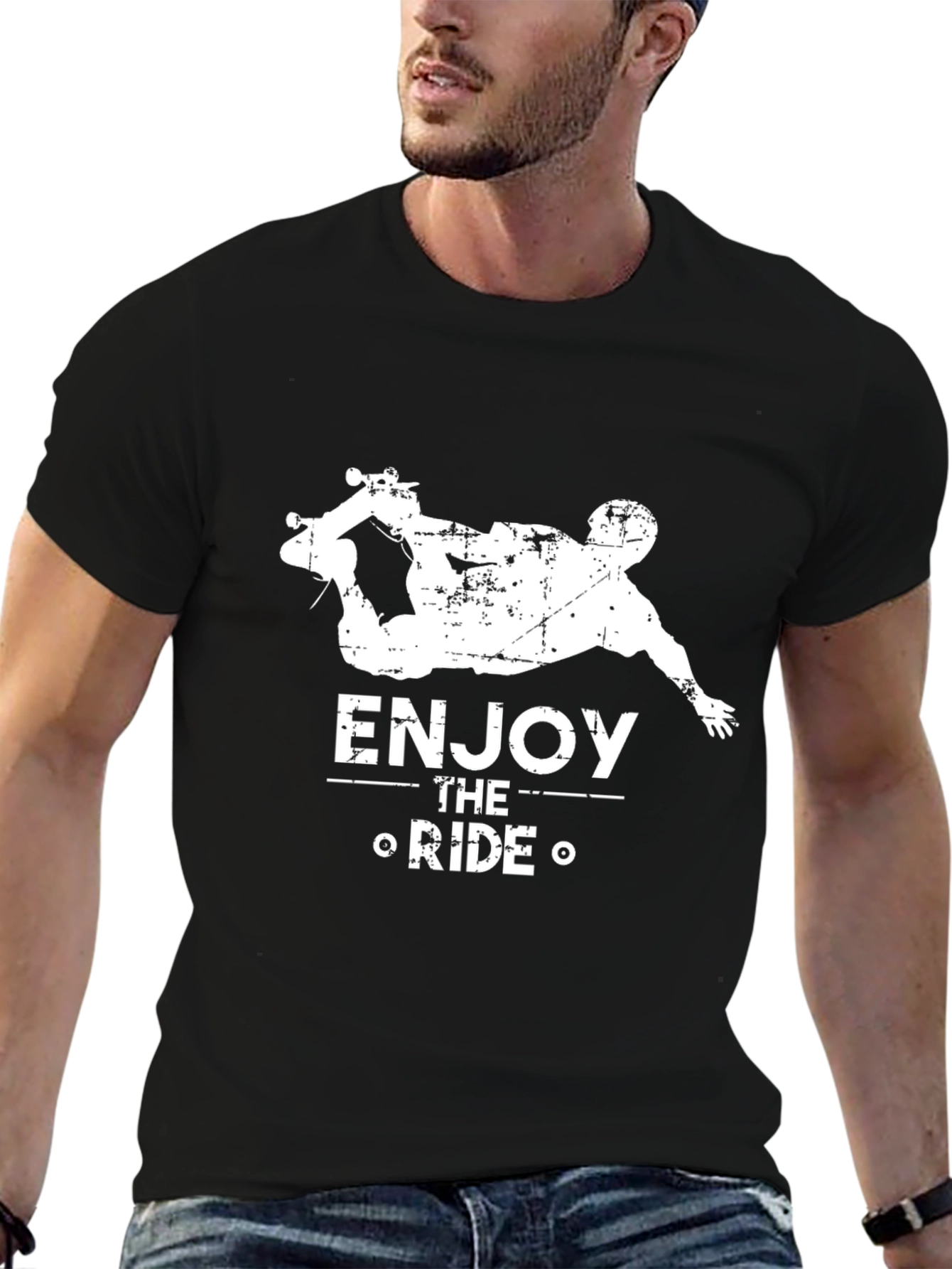 Enjoy The Ride Skateboarder Graphic Tee - Black