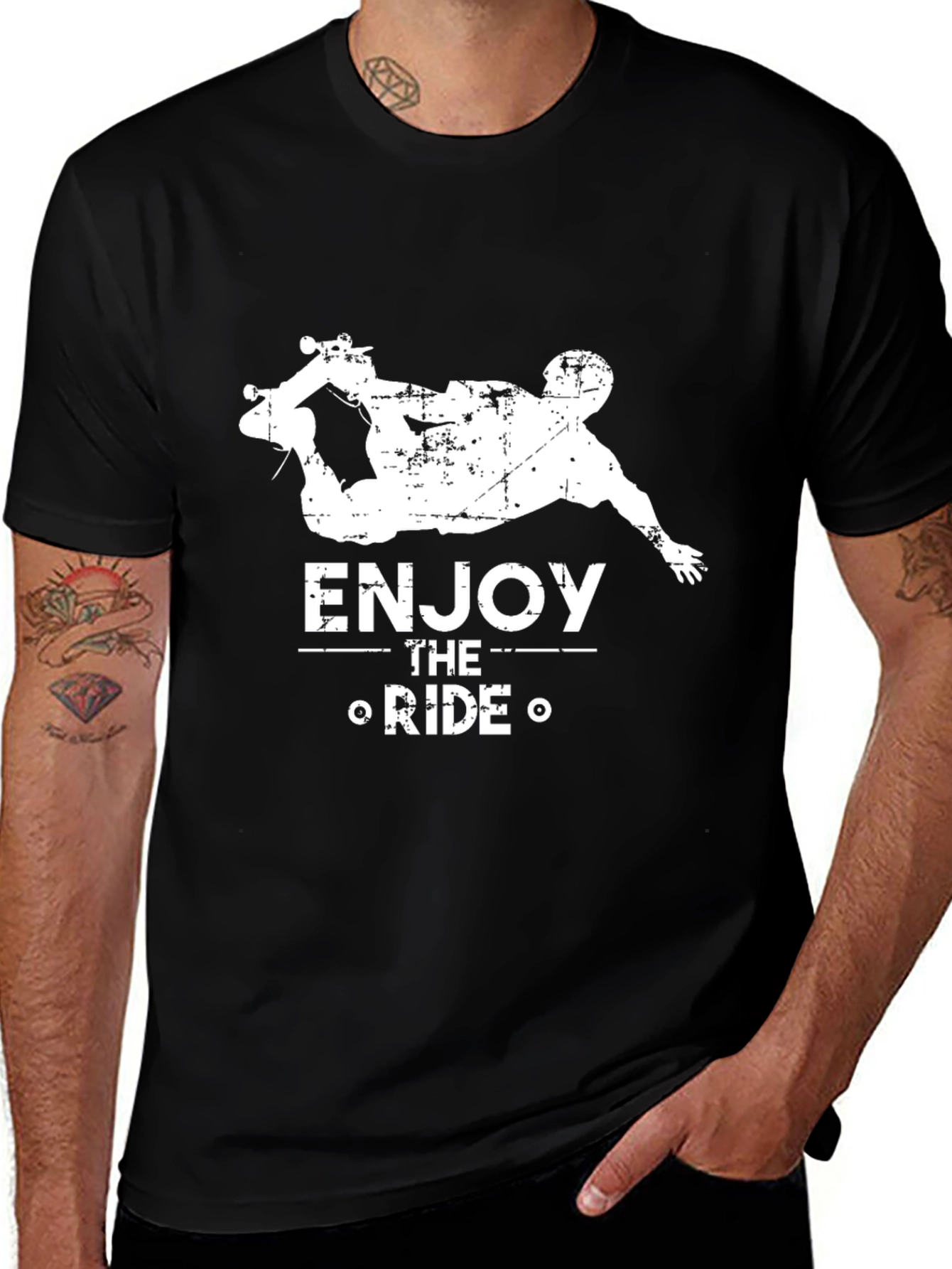 Enjoy The Ride Skateboarder Graphic Tee - Black