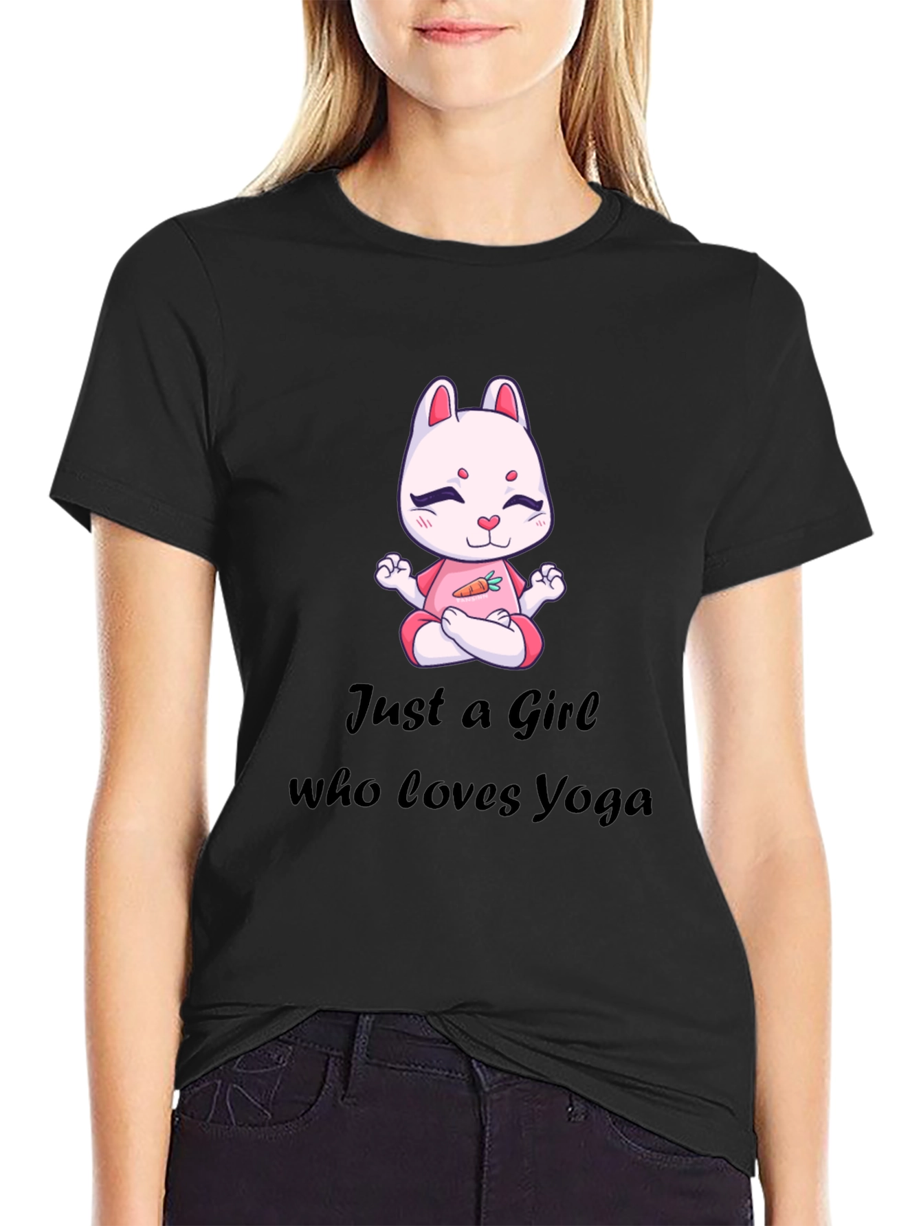 Yoga Loving Girls Tee - Rabbit Meditation Design