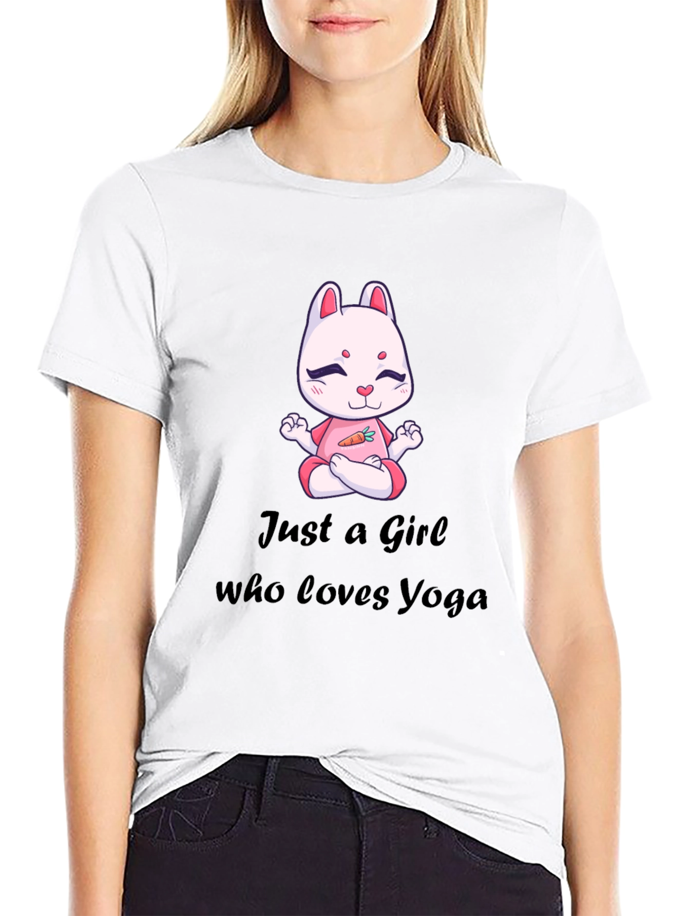 Yoga Loving Girls Tee - Rabbit Meditation Design