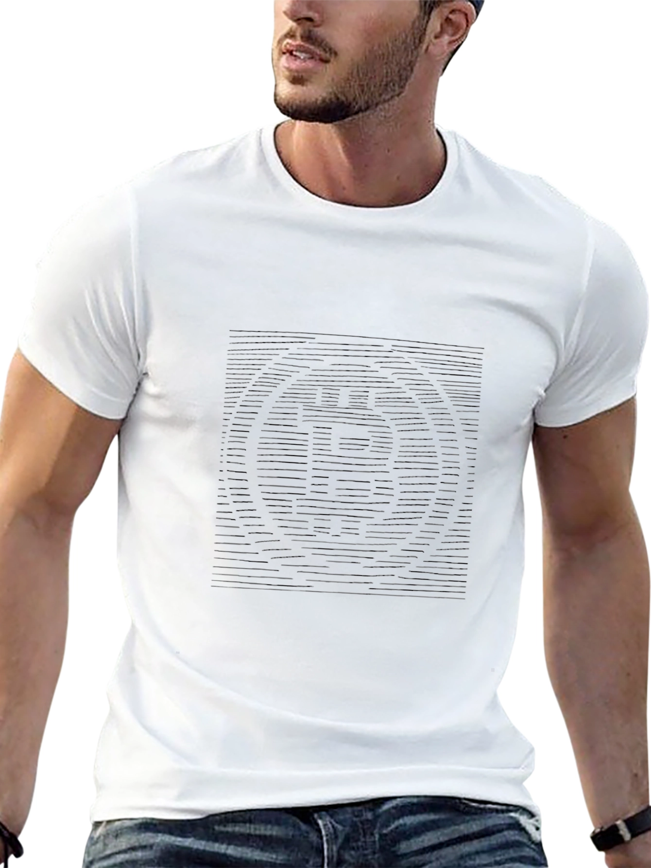 Modern Striped Graphic Tee - Black