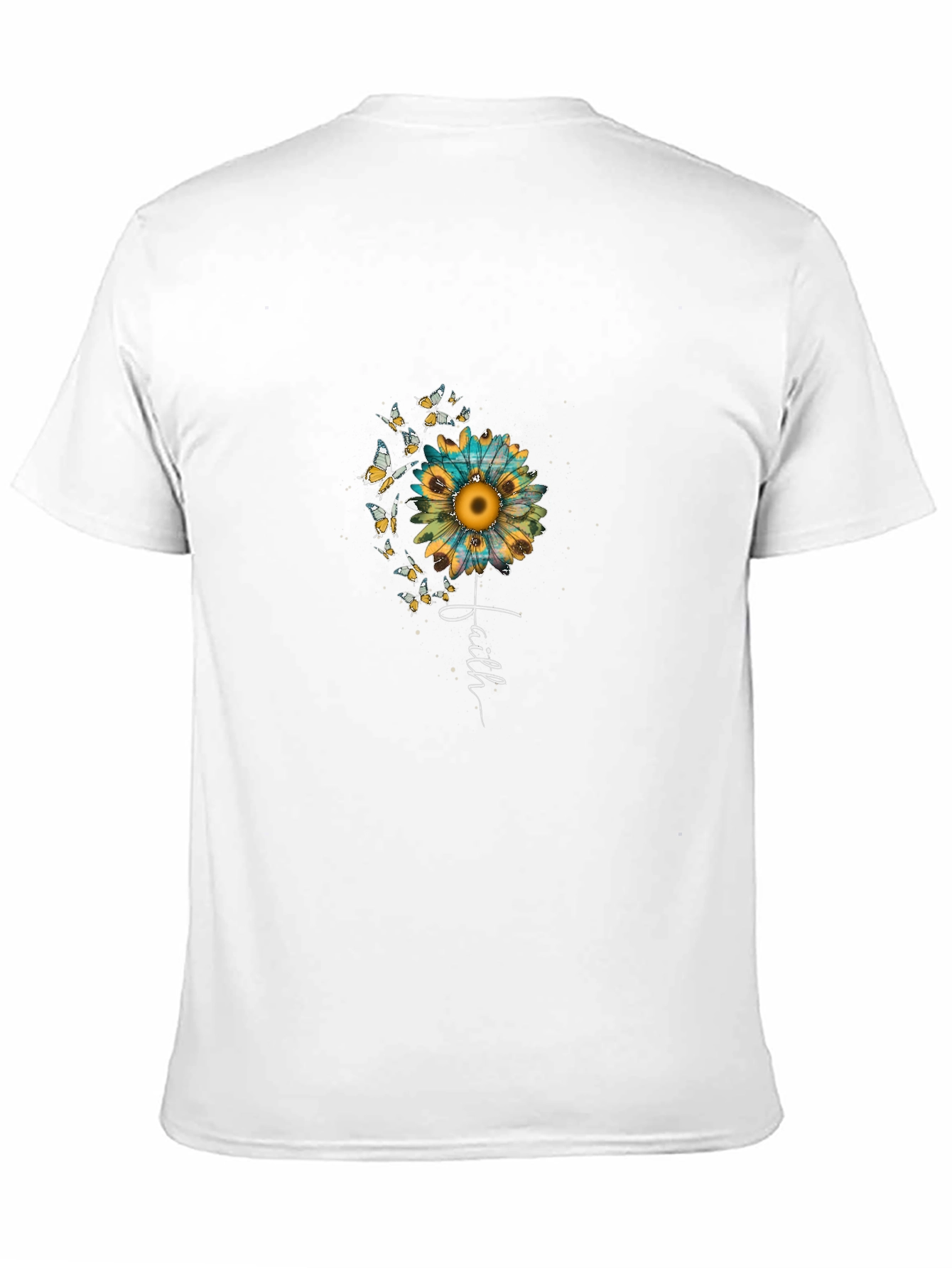 Faith Sunflower Butterfly Graphic Black Tee