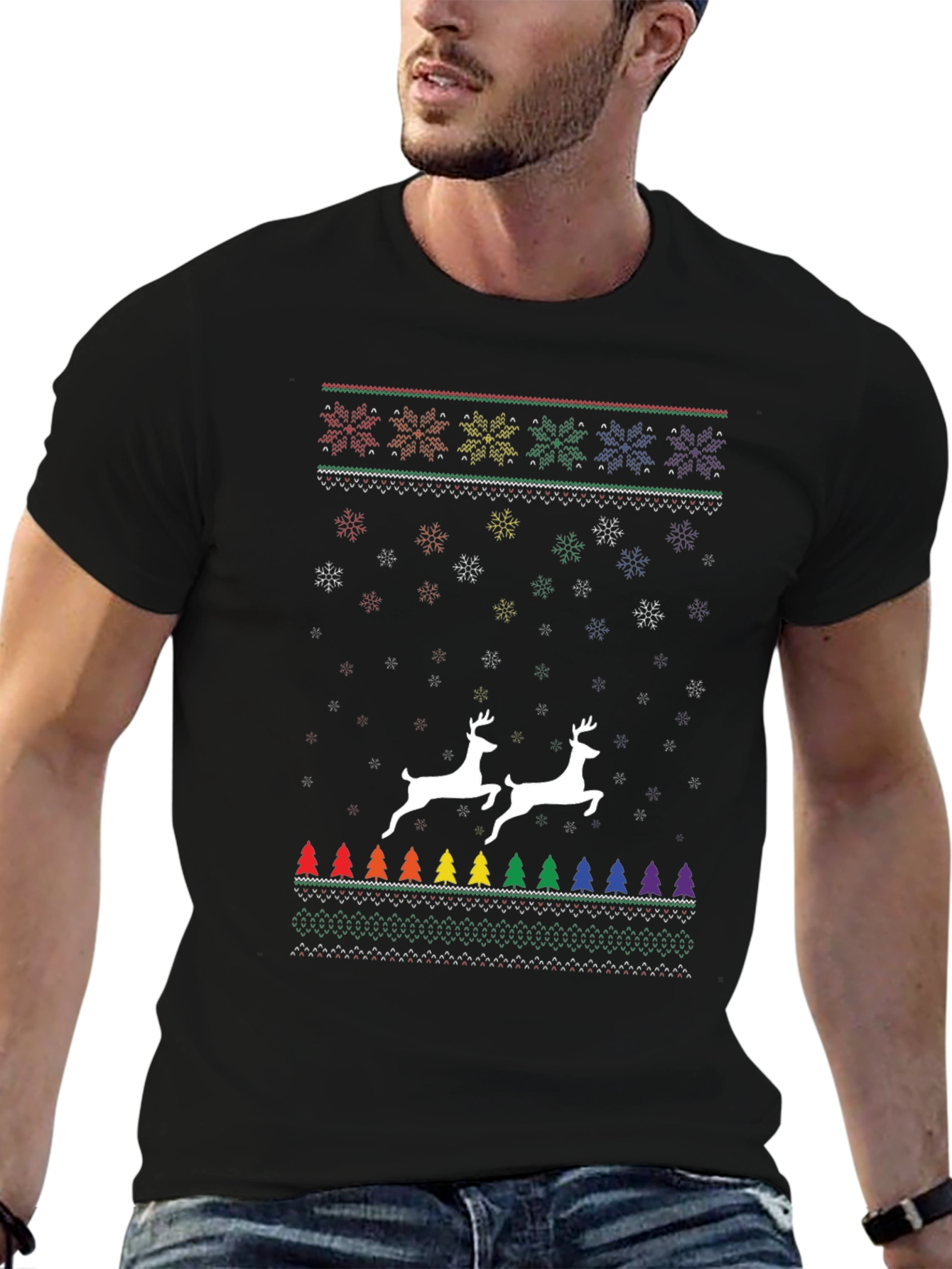 Pride Christmas Reindeer Ugly Sweater T-Shirt