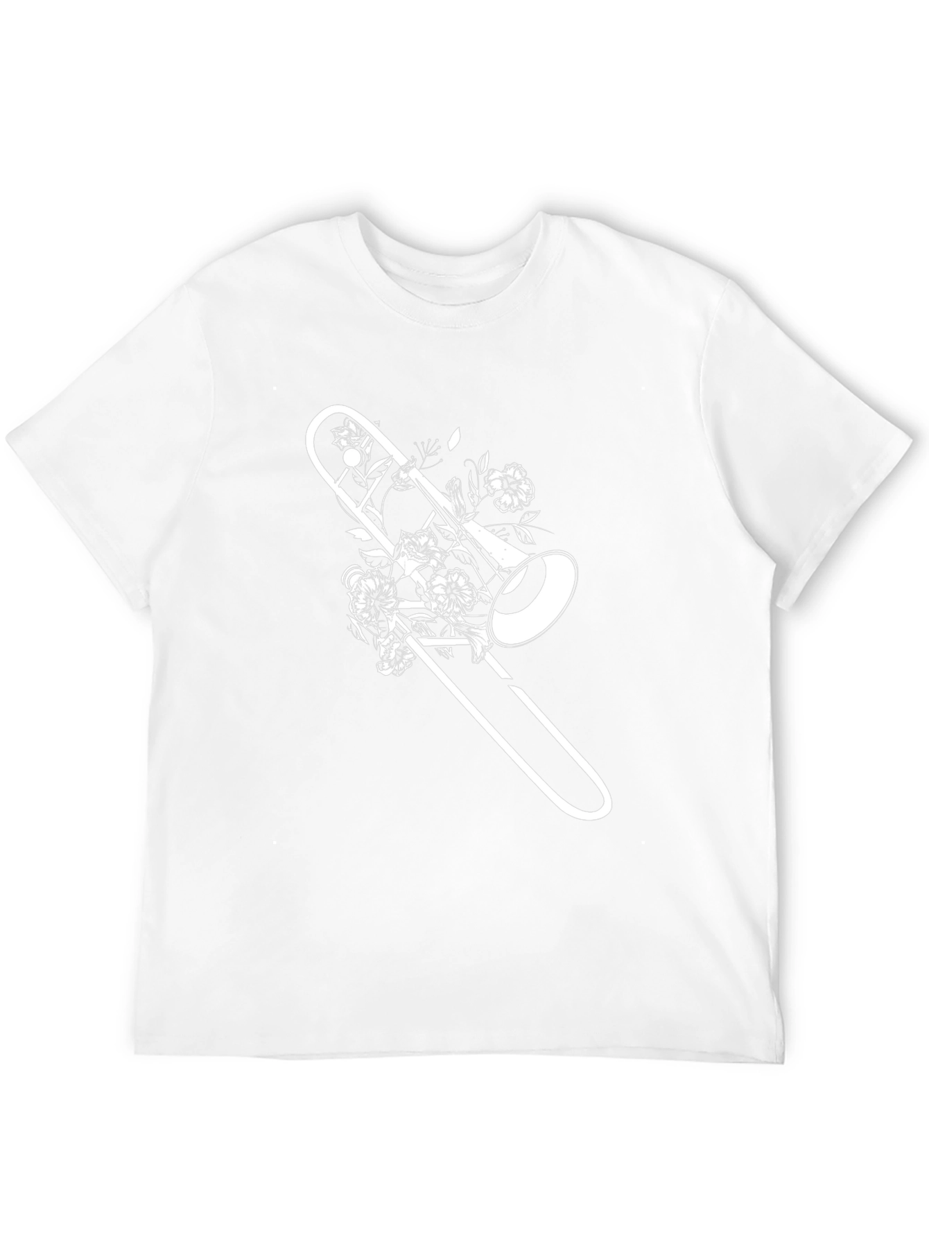 Floral Trombone Graphic Tee - Black Casual Shirt