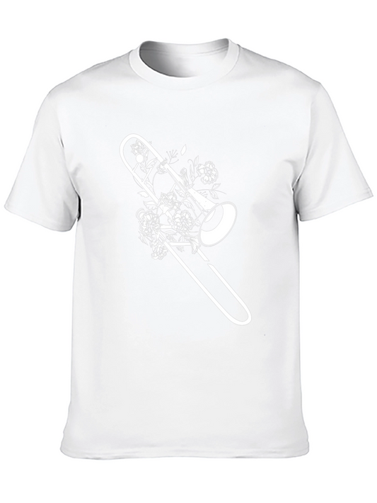 Floral Trombone Graphic Tee - Black Casual Shirt