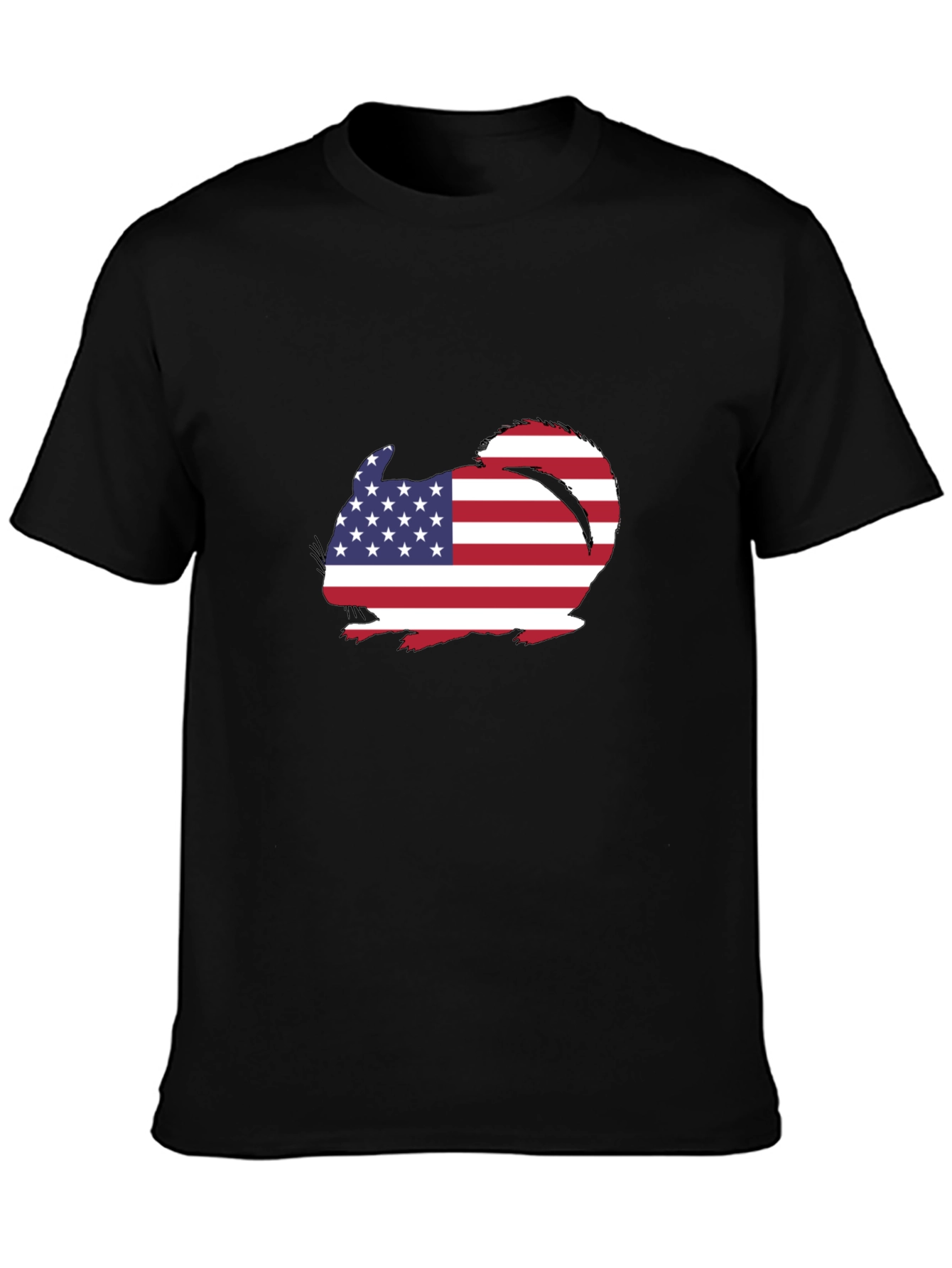 American Flag Chinchilla Black T-Shirt