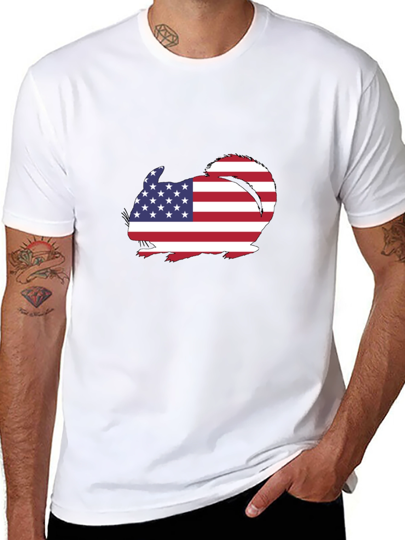 American Flag Chinchilla Black T-Shirt