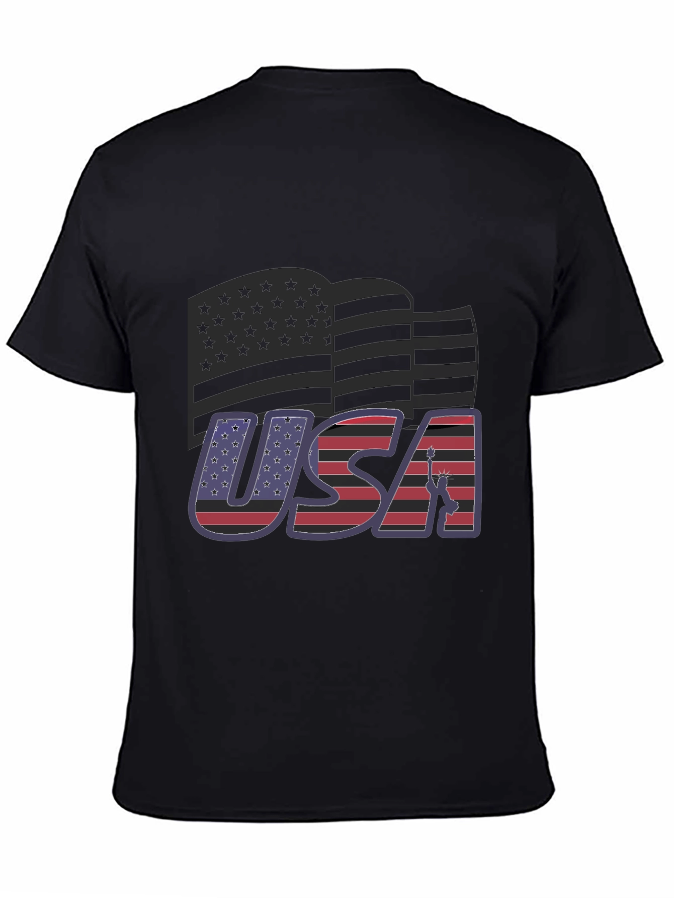 USA Flag Graphic Tee - Patriotic Black T-Shirt
