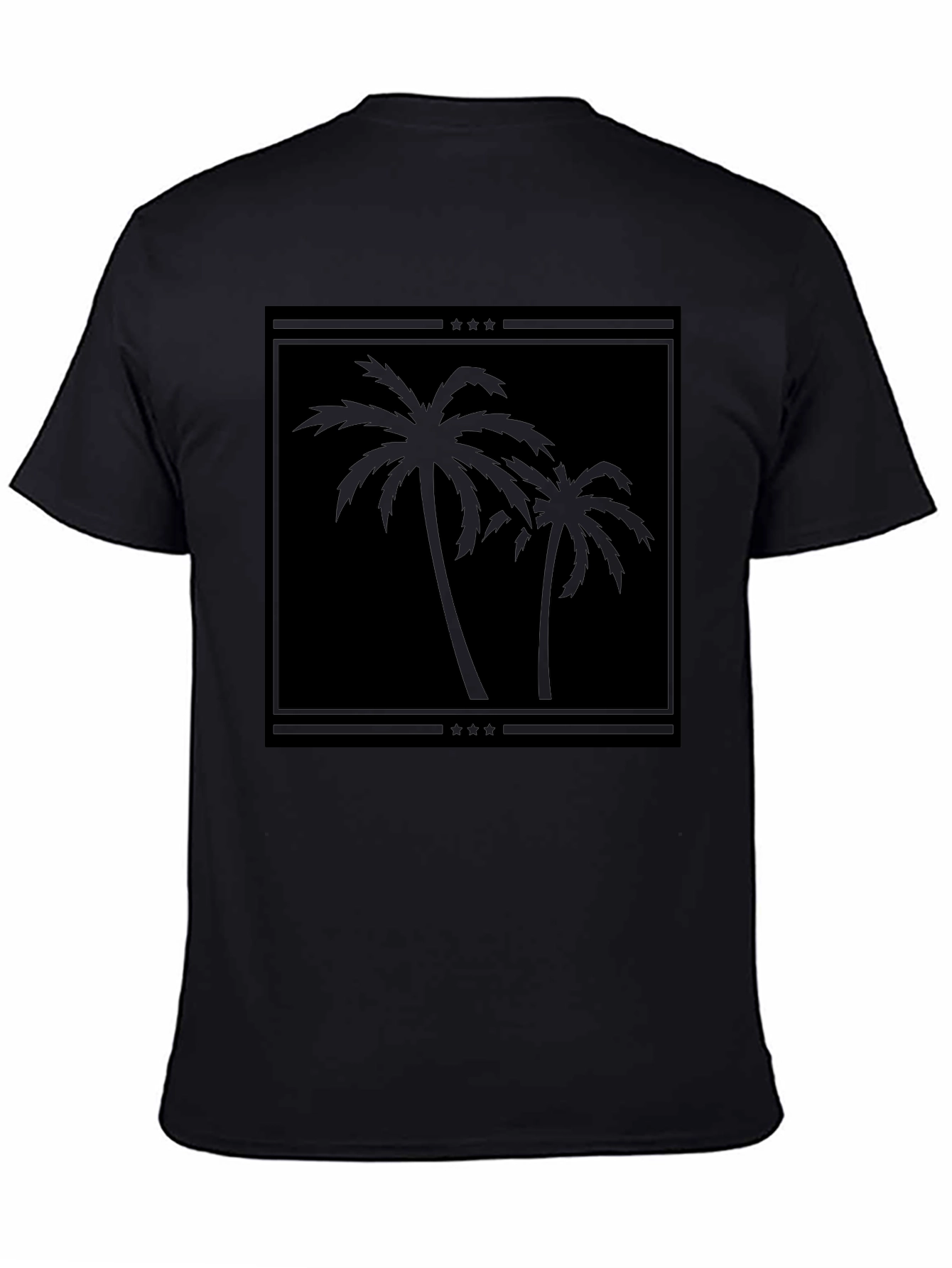 Palm Tree Graphic T-Shirt - Black Cotton Tee