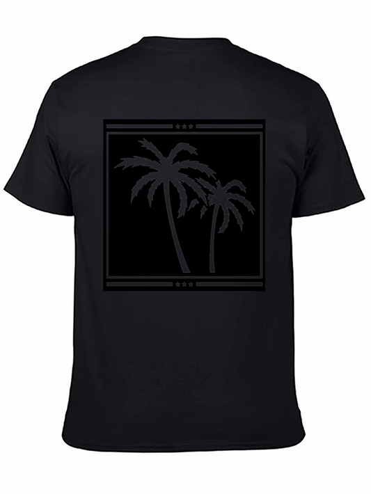 Palm Tree Graphic T-Shirt - Black Cotton Tee