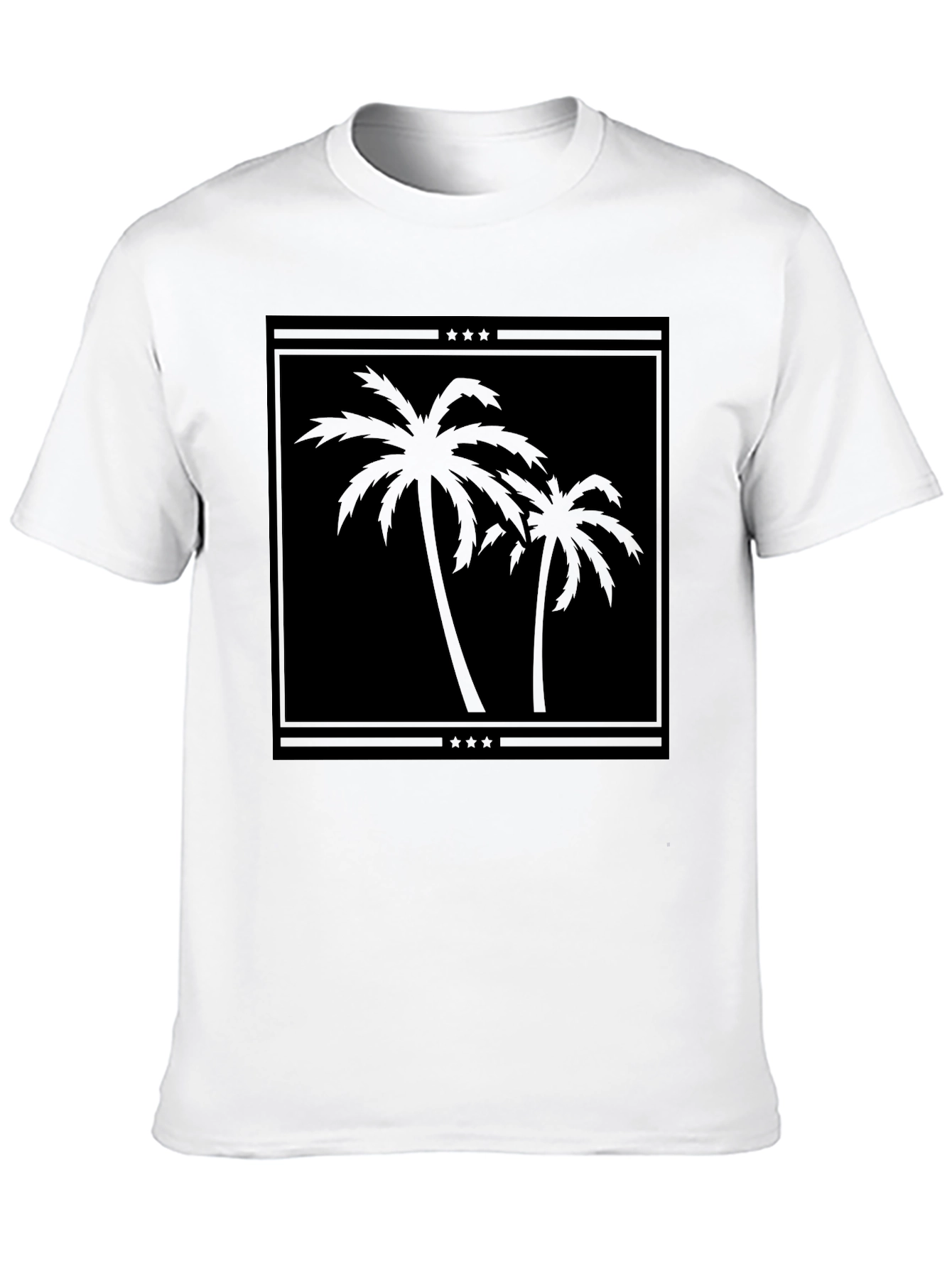 Palm Tree Graphic T-Shirt - Black Cotton Tee