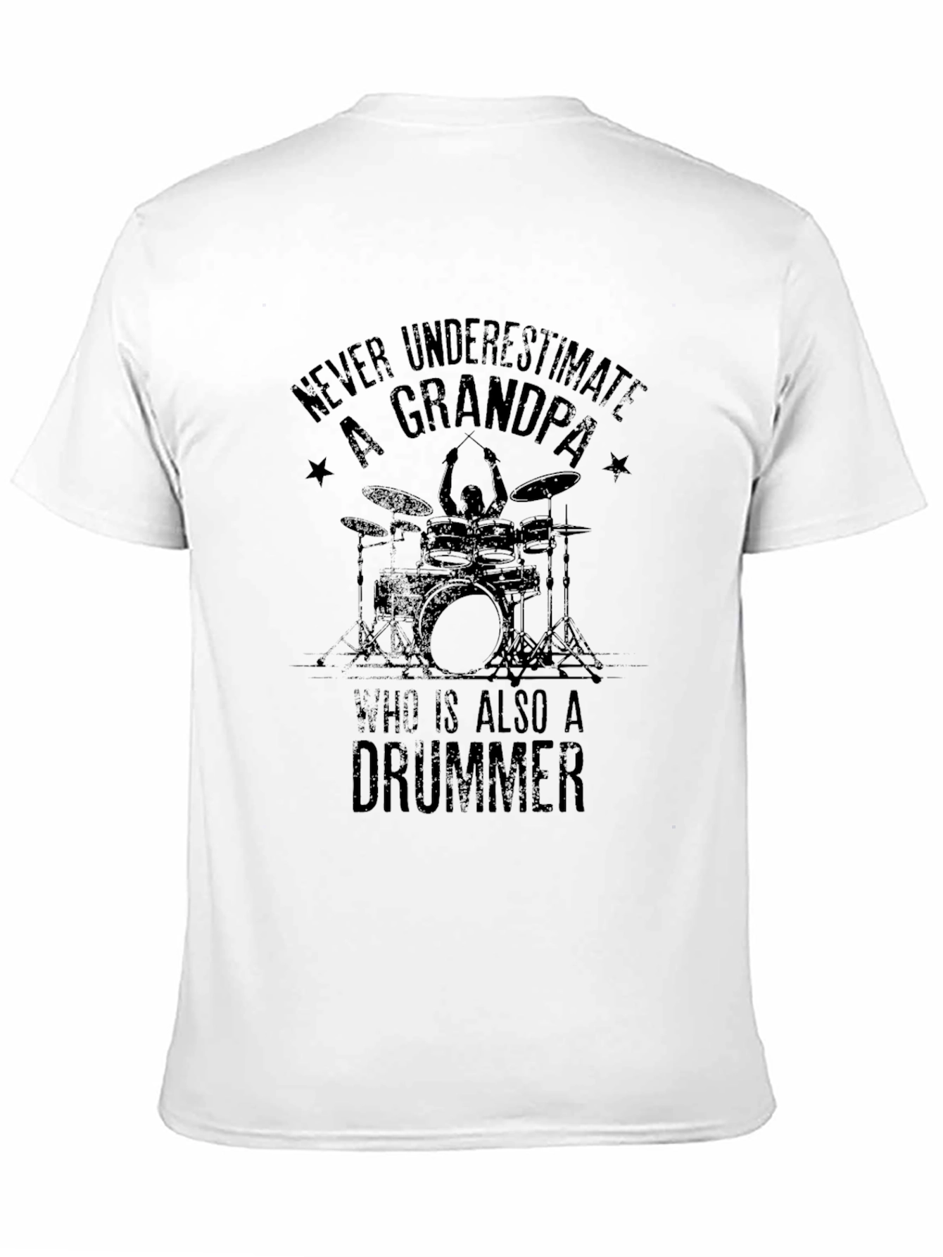 Grandpa Drummer T-Shirt - Black Cotton Tee