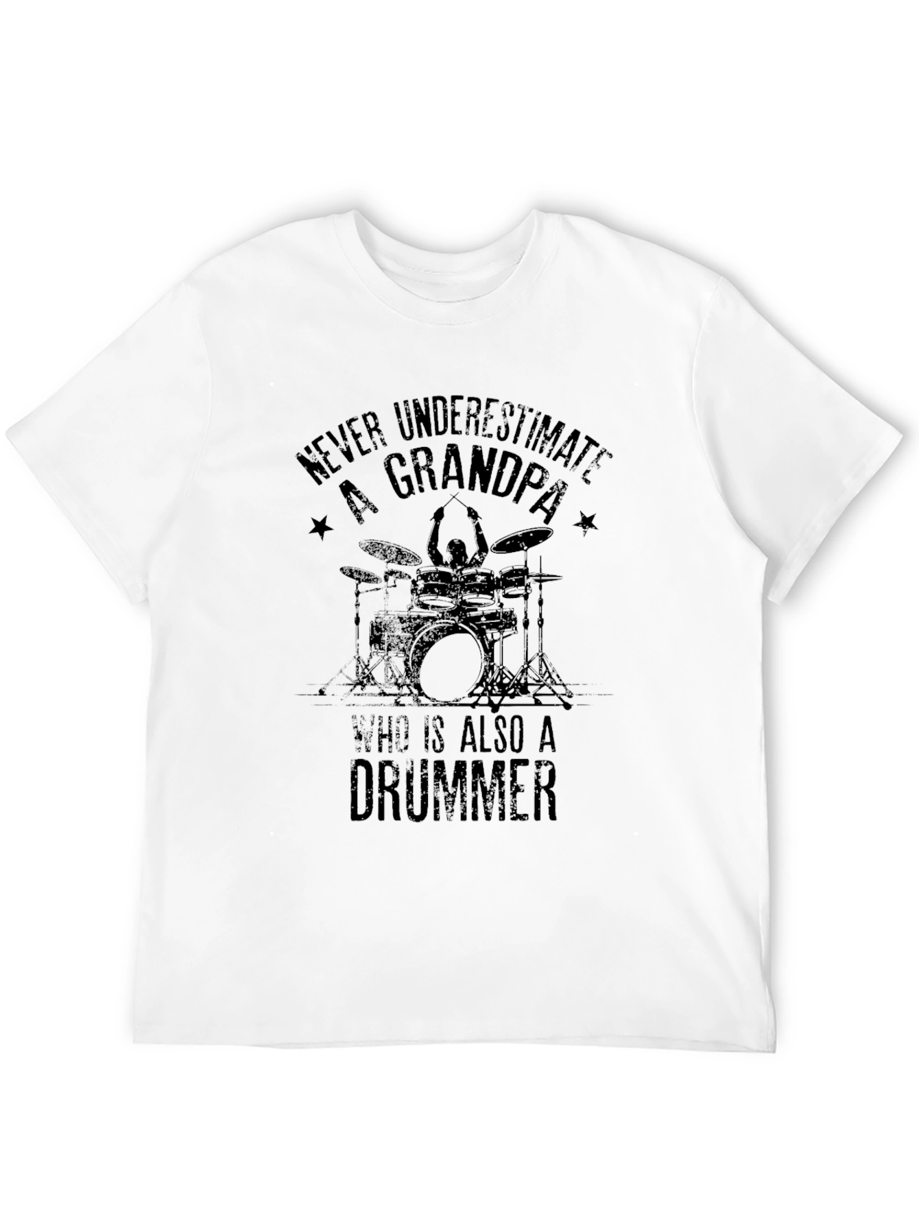Grandpa Drummer T-Shirt - Black Cotton Tee