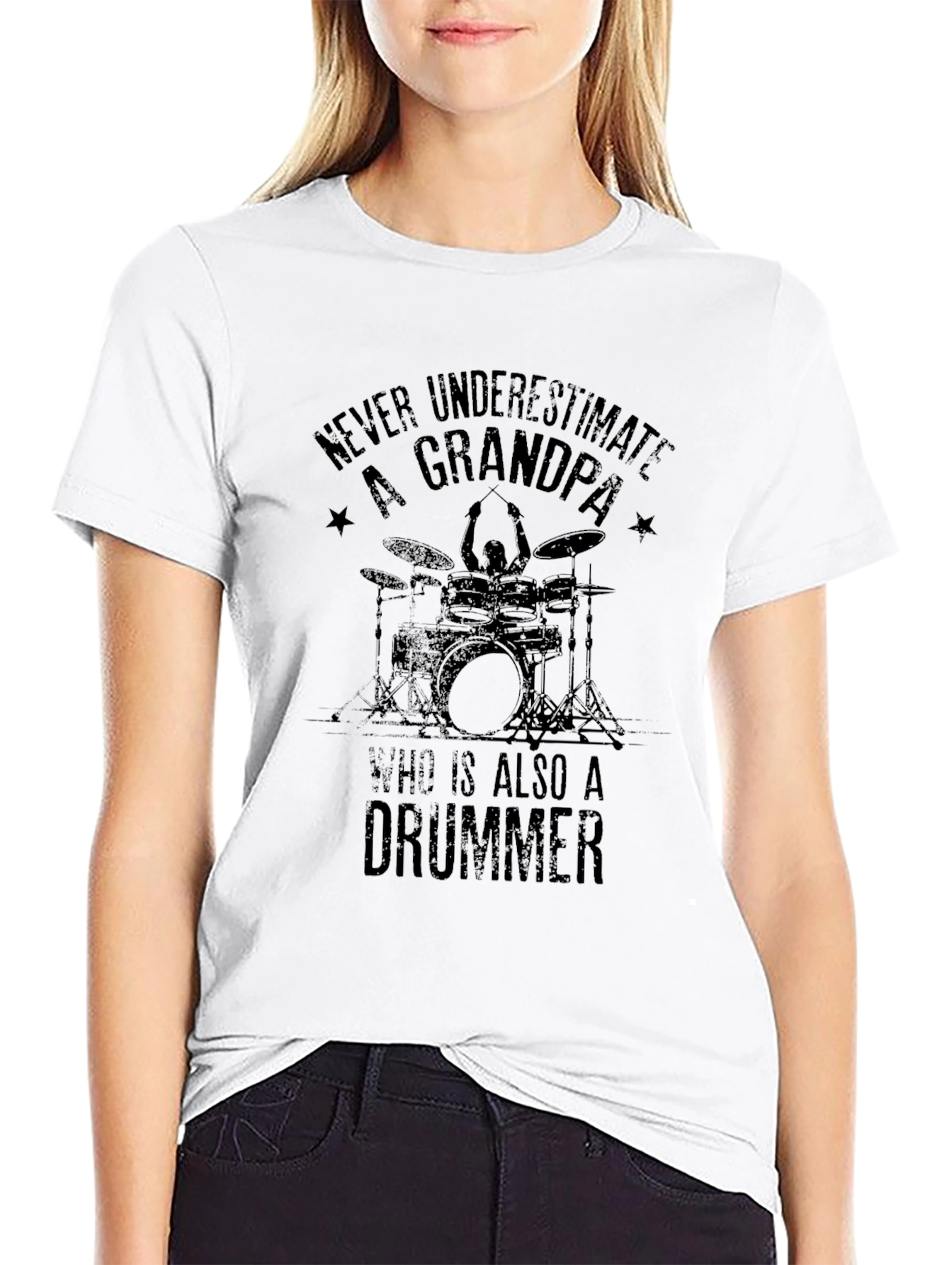 Grandpa Drummer T-Shirt - Black Cotton Tee