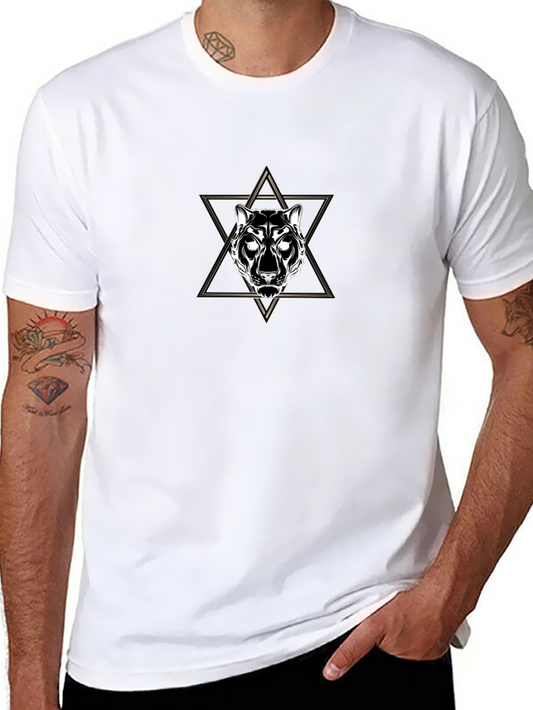 Geometric Panther Graphic Tee - Black