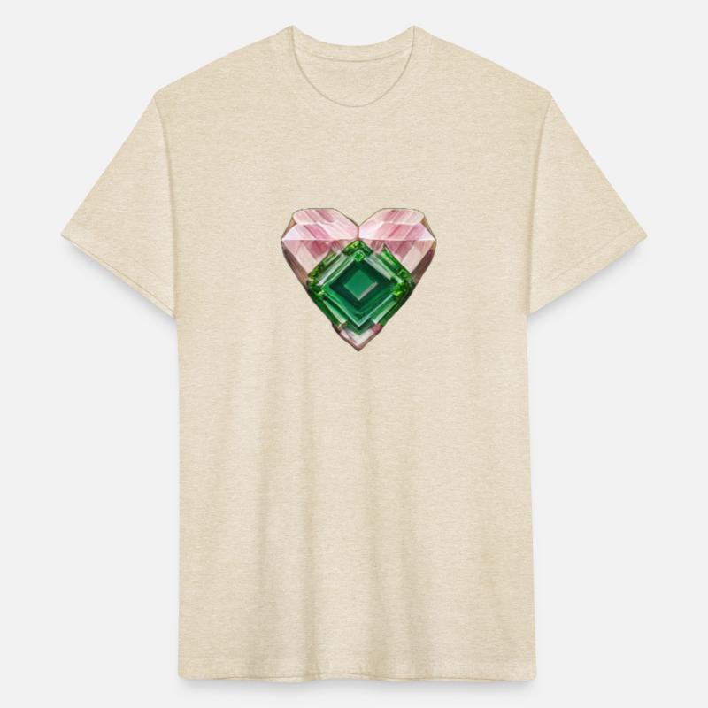 pink heart cut gems with green gems