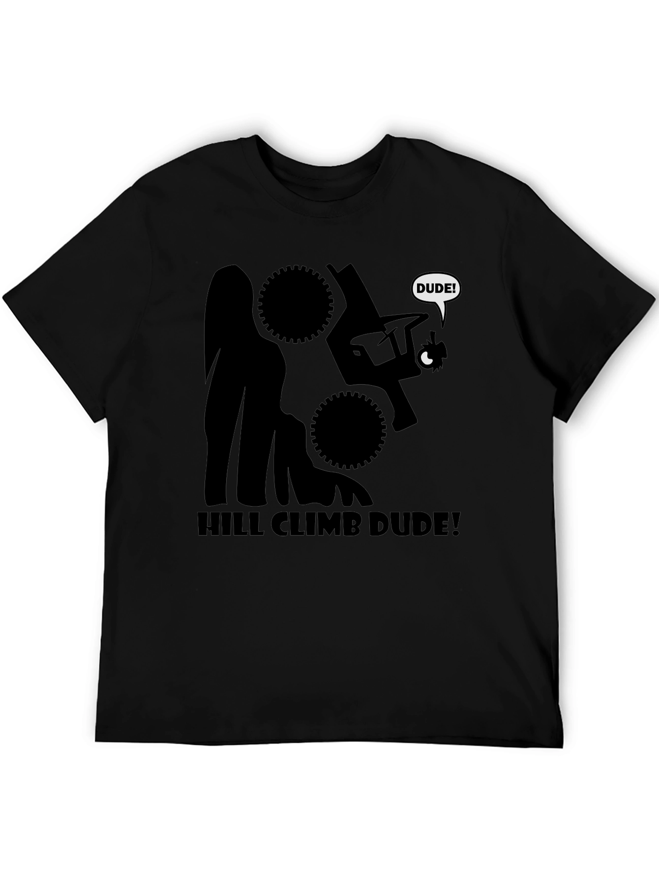 Hill Climb Dude Graphic Tee - Black Cotton T-Shirt