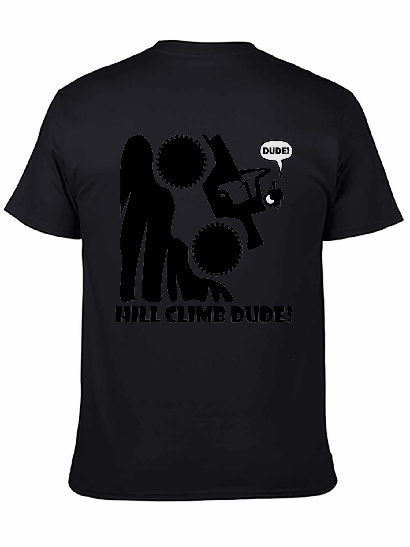 Hill Climb Dude Graphic Tee - Black Cotton T-Shirt