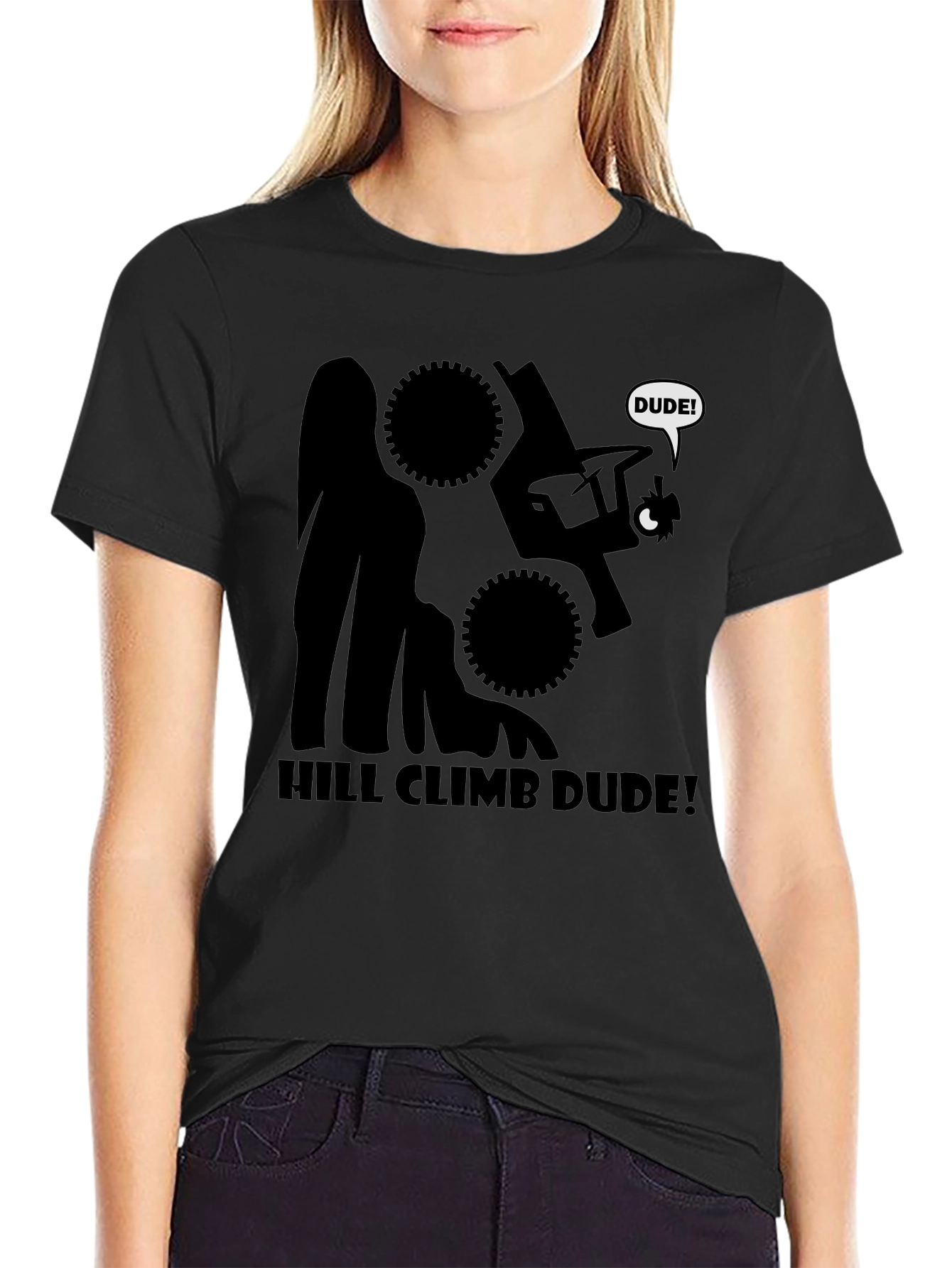 Hill Climb Dude Graphic Tee - Black Cotton T-Shirt