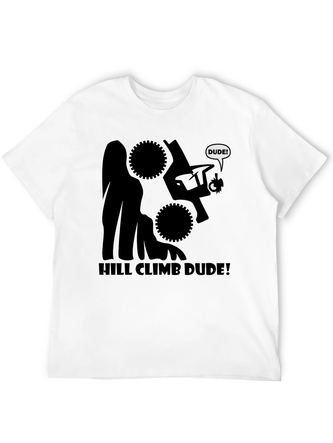 Hill Climb Dude Graphic Tee - Black Cotton T-Shirt