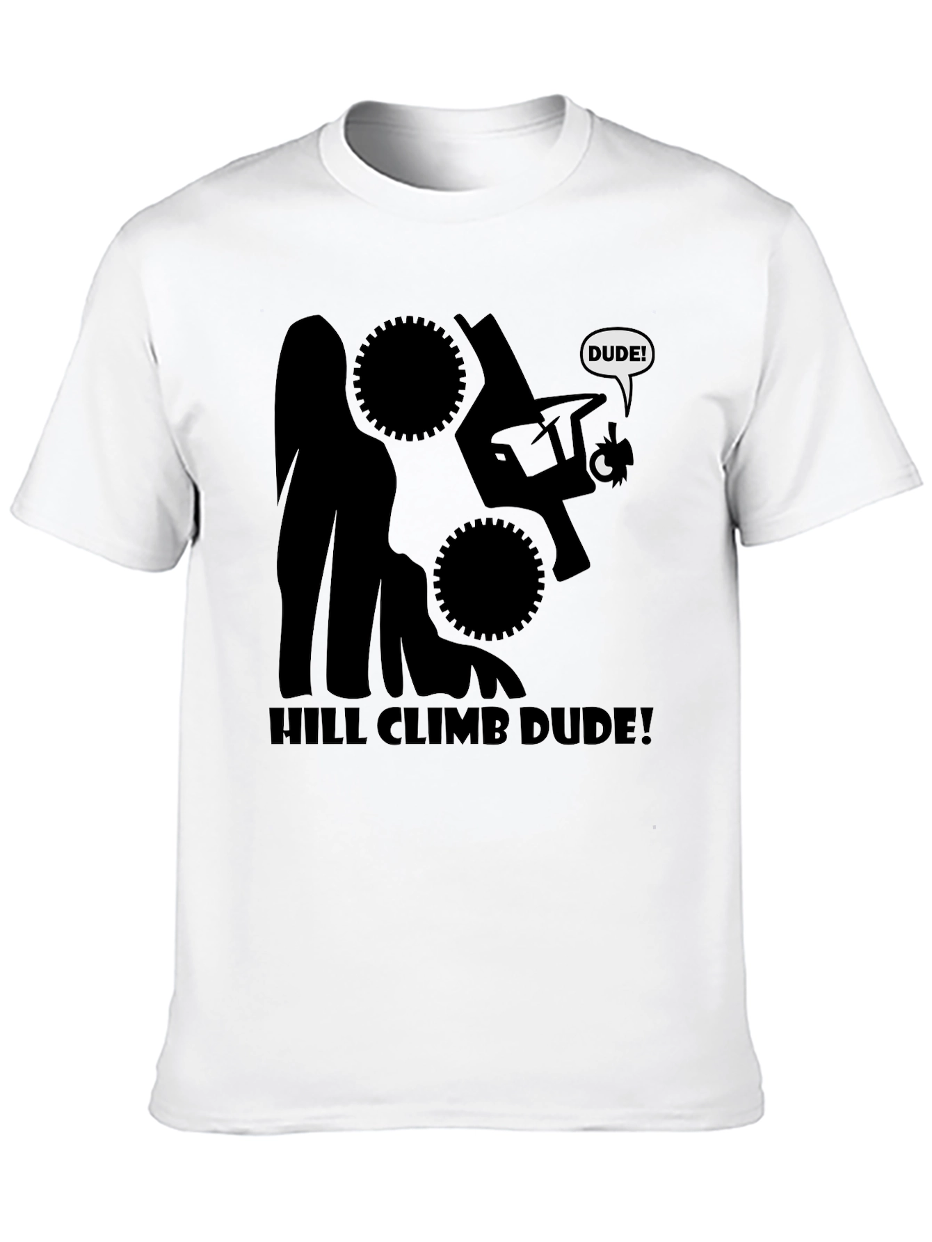 Hill Climb Dude Graphic Tee - Black Cotton T-Shirt