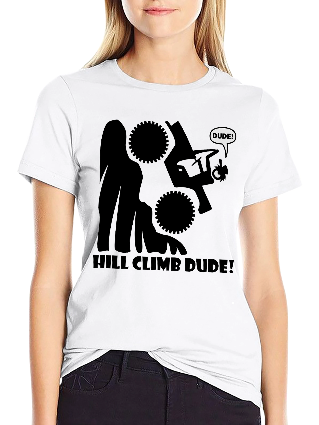 Hill Climb Dude Graphic Tee - Black Cotton T-Shirt