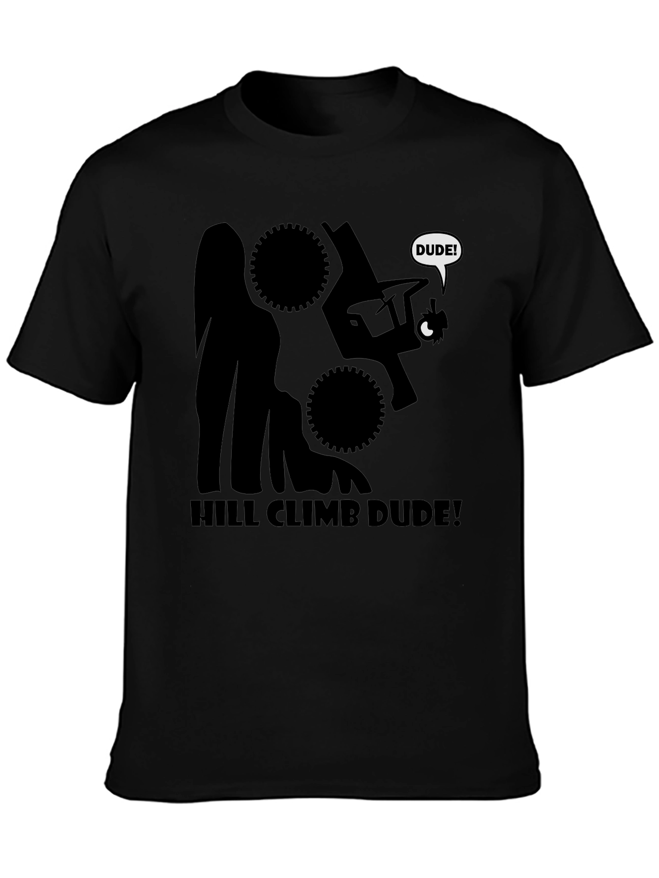 Hill Climb Dude Graphic Tee - Black Cotton T-Shirt