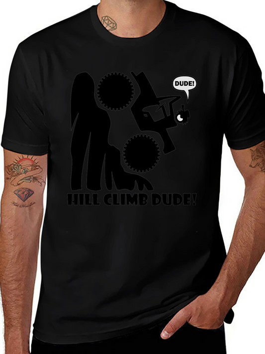 Hill Climb Dude Graphic Tee - Black Cotton T-Shirt