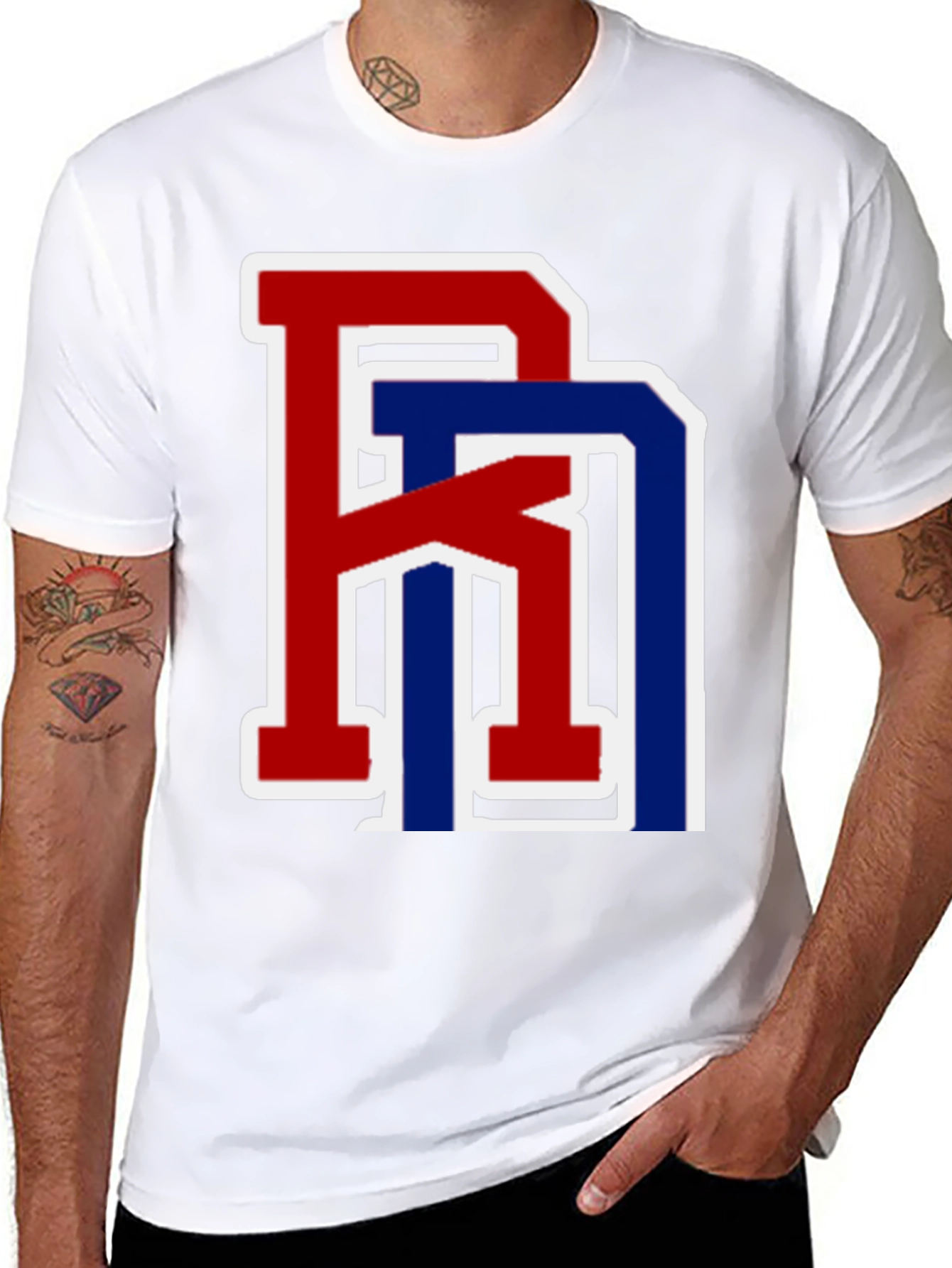 Stylish Two-Tone Initials Tee