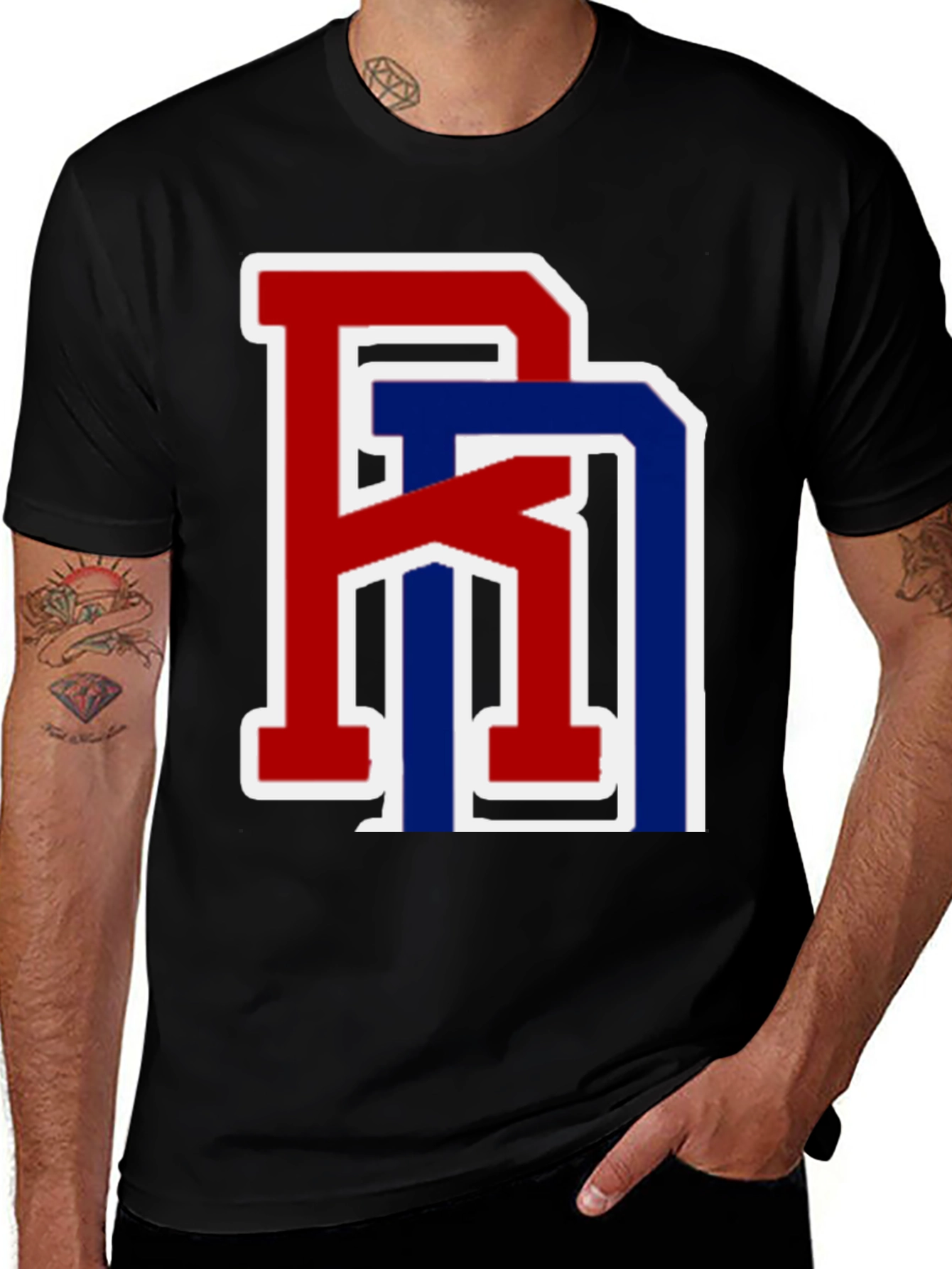 Stylish Two-Tone Initials Tee