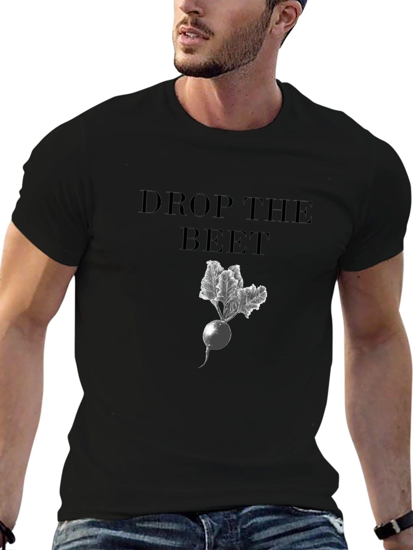 Drop the Beet Graphic Tee - Trendy Black T-Shirt