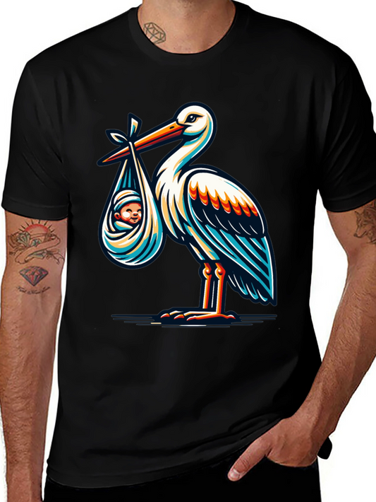 Stork & Baby Graphic T-Shirt - Black Cotton Blend