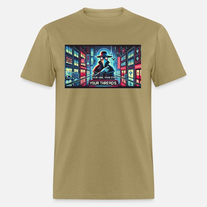 plague doctor with a glowing mask cyberpunk city