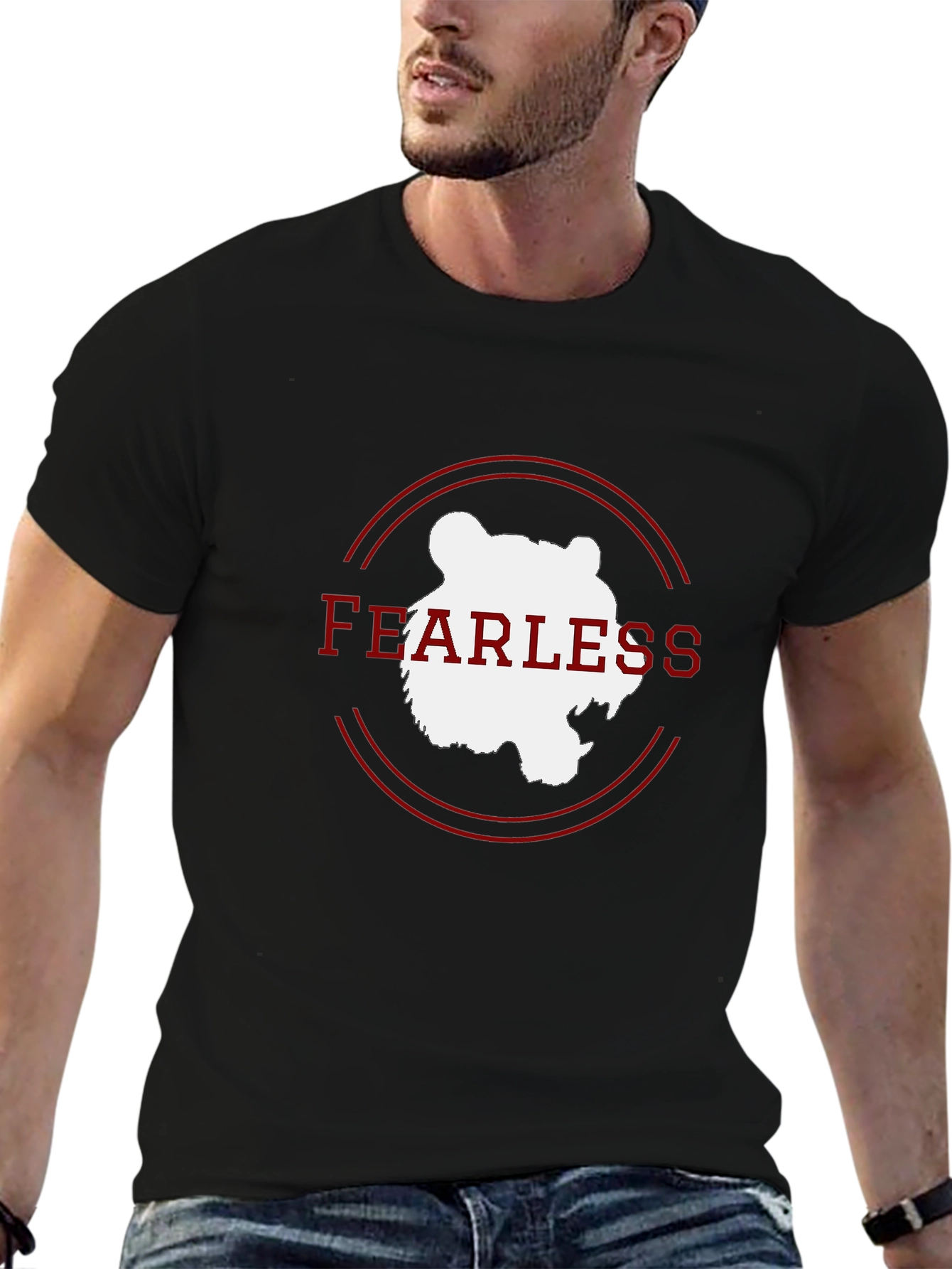 Fearless Bear Graphic Tee - Black Cotton Blend