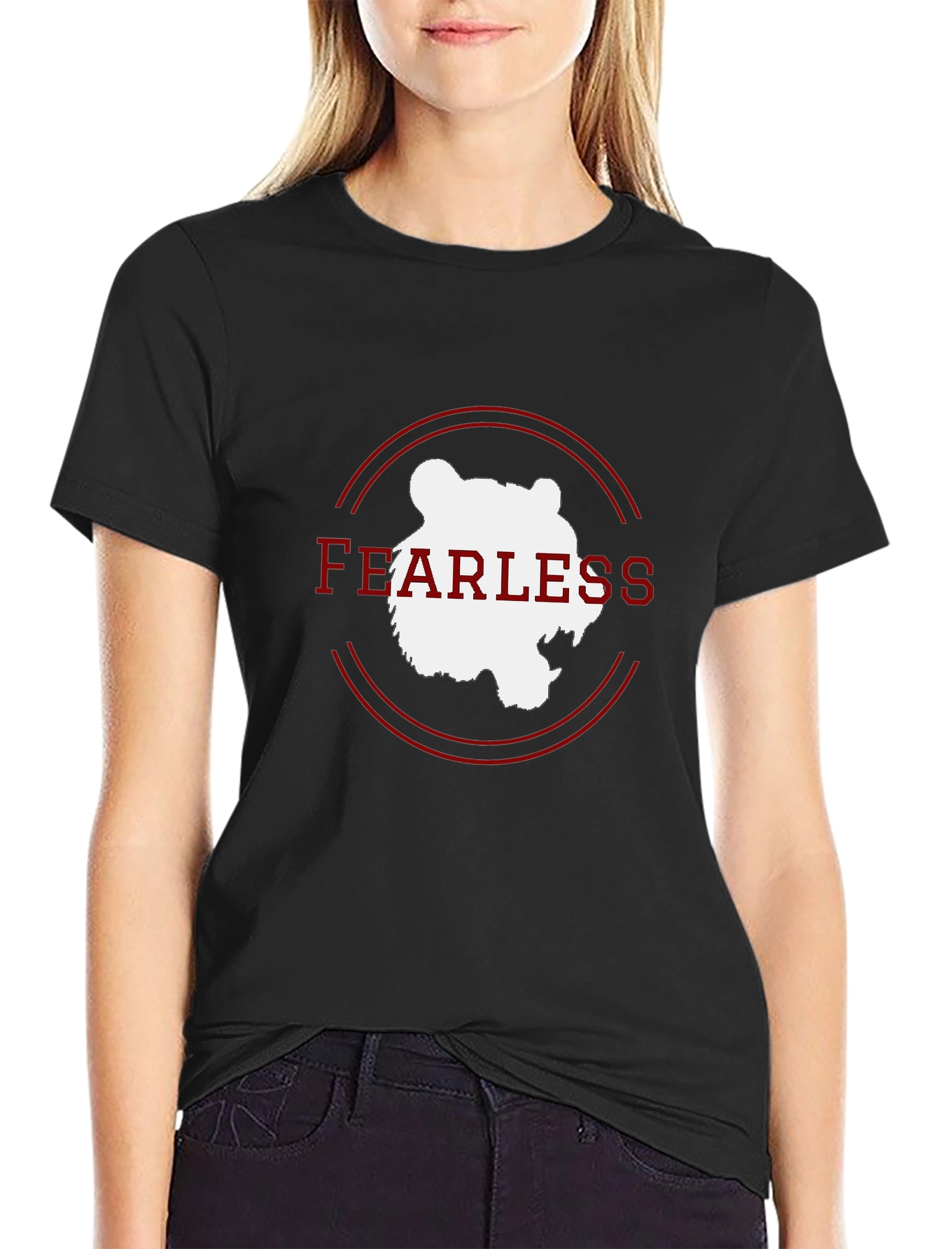 Fearless Bear Graphic Tee - Black Cotton Blend