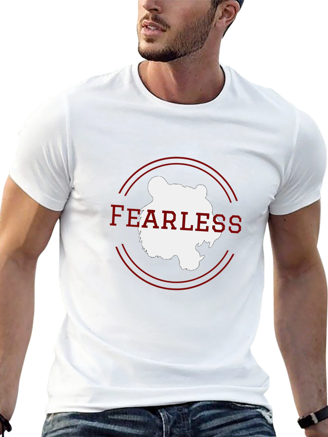 Fearless Bear Graphic Tee - Black Cotton Blend
