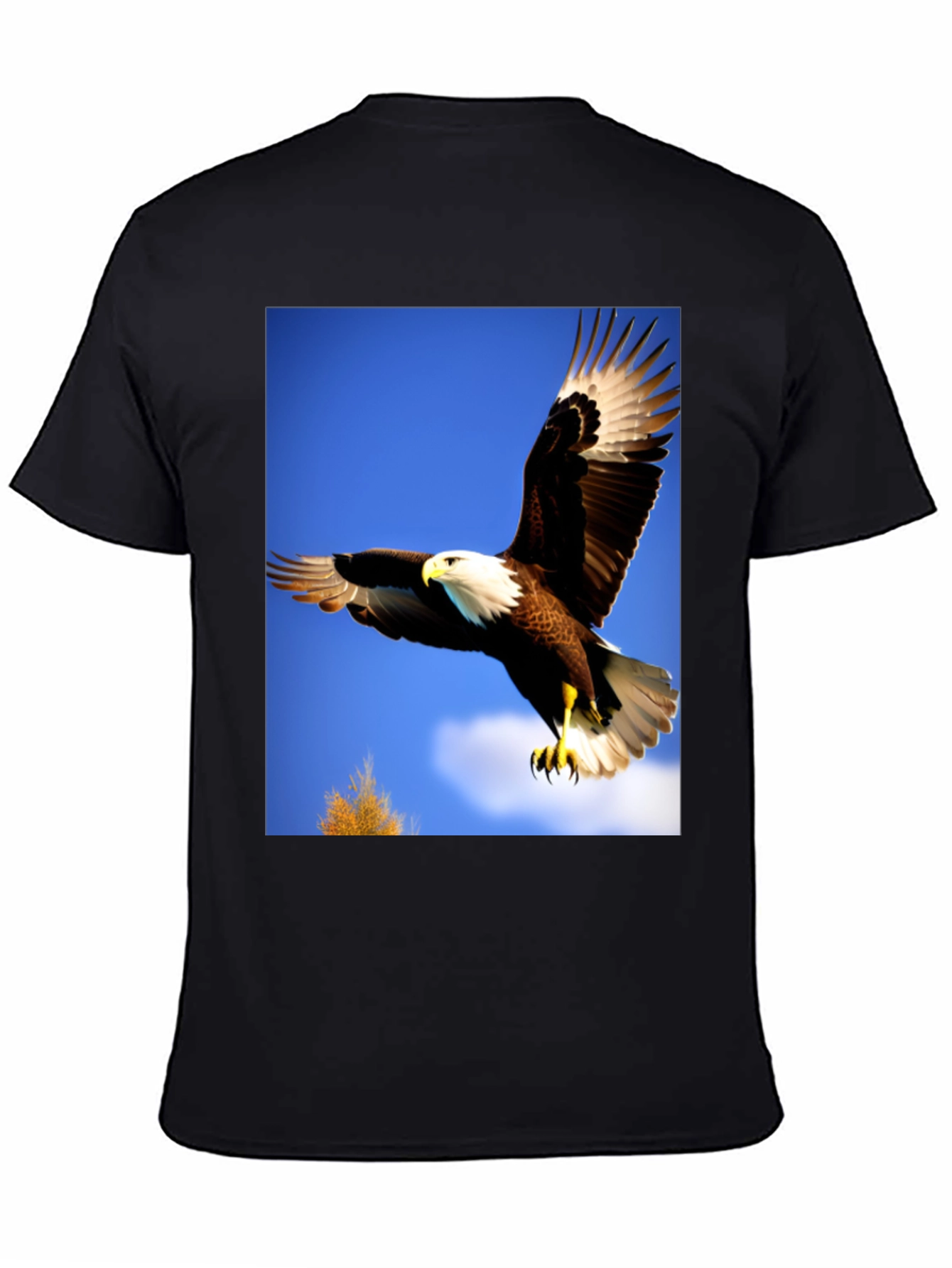 Eagle Flight Graphic Tee - Bold Black Cotton T-Shirt