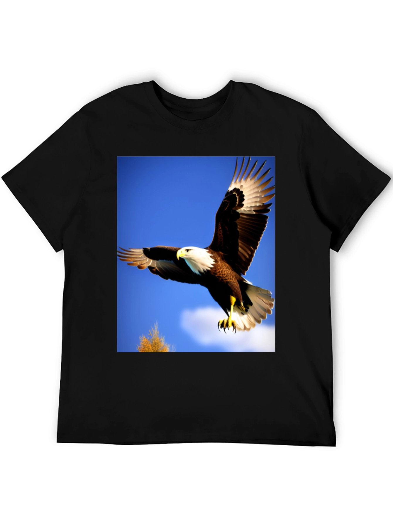 Eagle Flight Graphic Tee - Bold Black Cotton T-Shirt